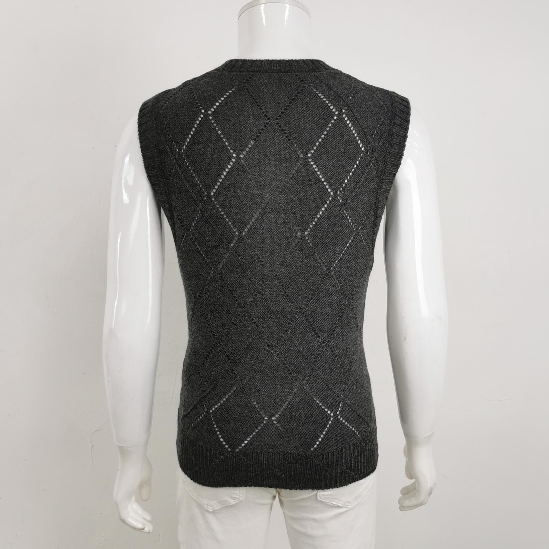 Givenchy Givenchy M Wool V-Neck Argyle Vest Size US L / EU 52-54 / 3 - 3 Thumbnail