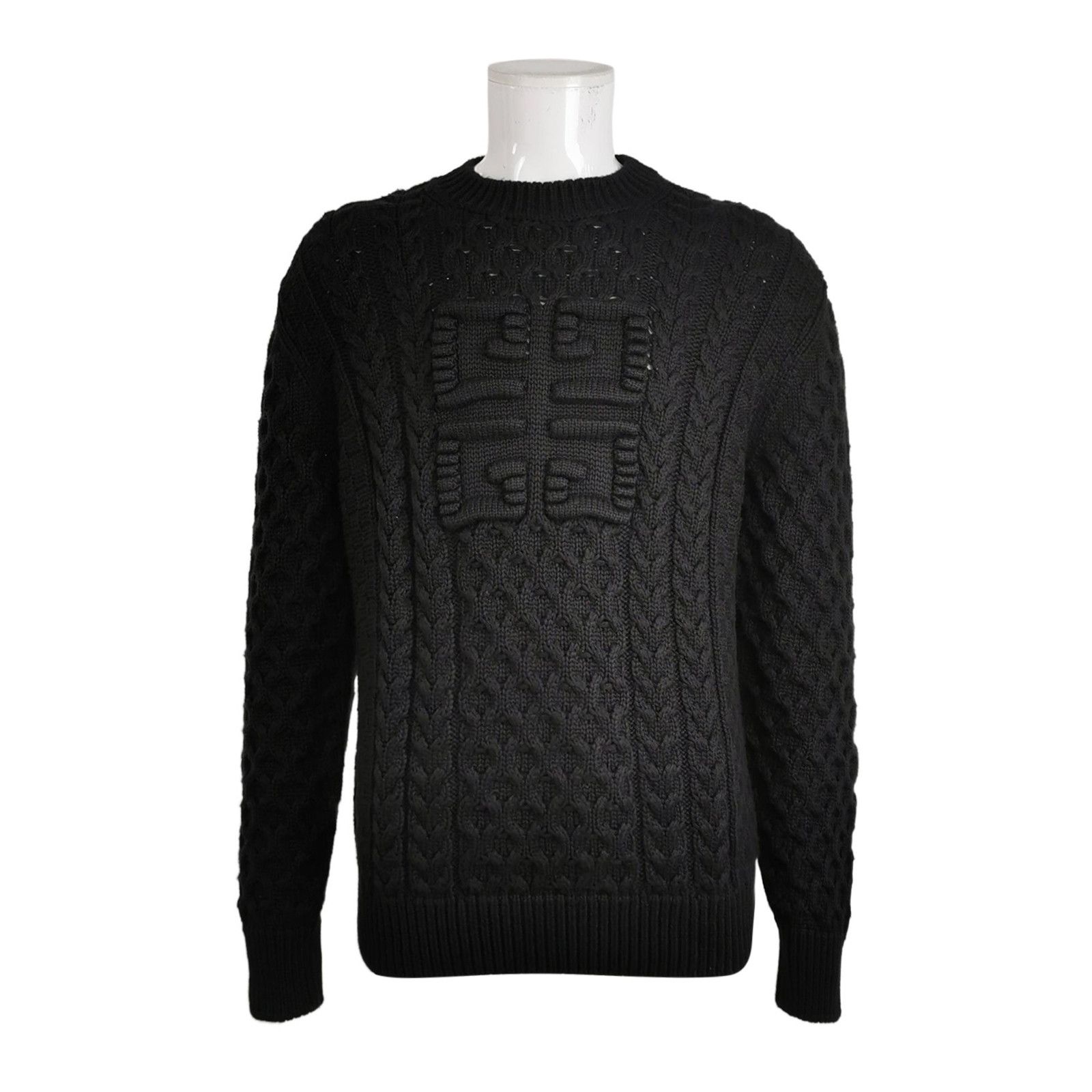 Givenchy Givenchy Black Cable Knit Crew Neck Sweater XL Size US XL / EU 56 / 4 - 2 Thumbnail