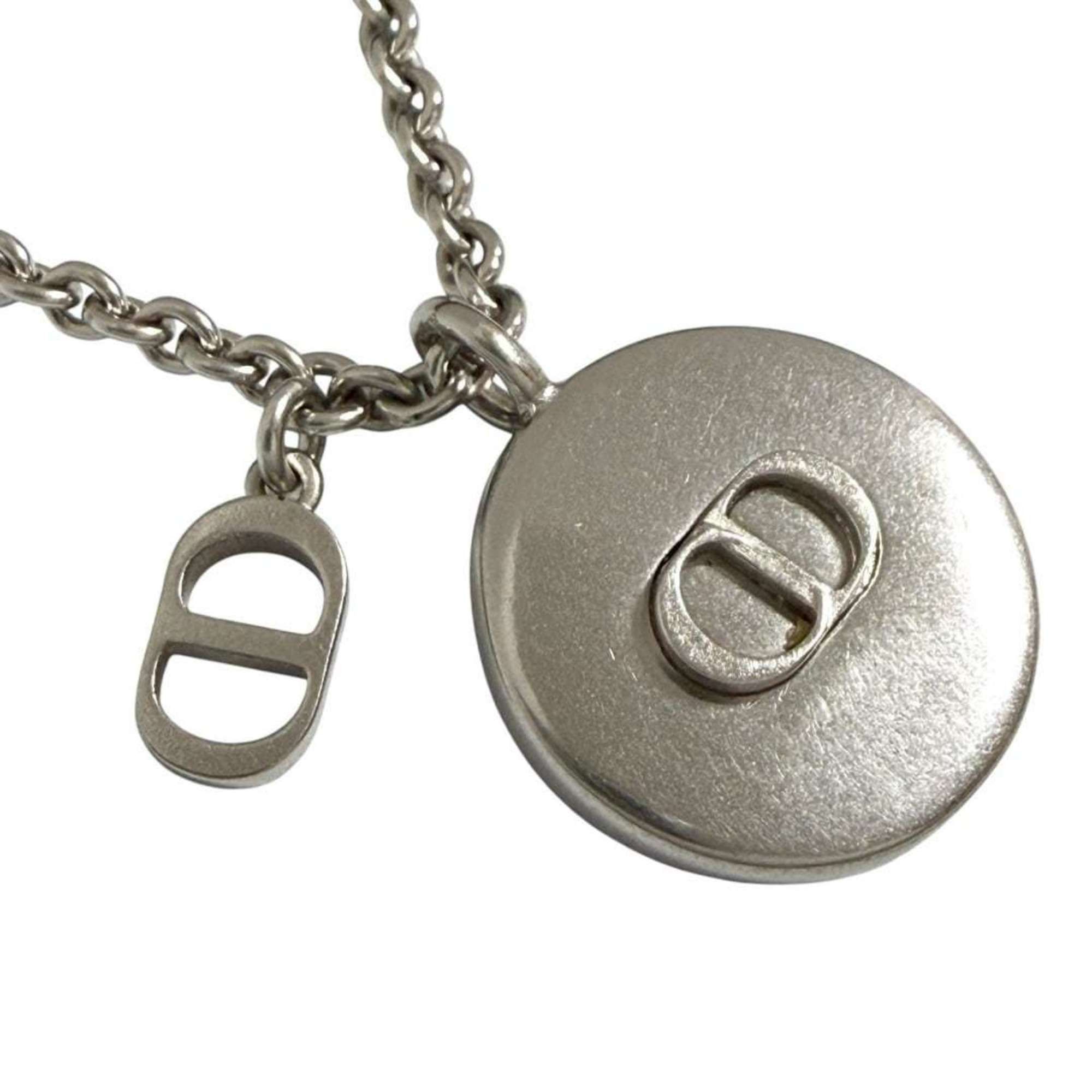 Dior Christian Dior Dior Men's Oblique Circle Pendant Necklace in Silver and Black Size ONE SIZE - 2 Thumbnail