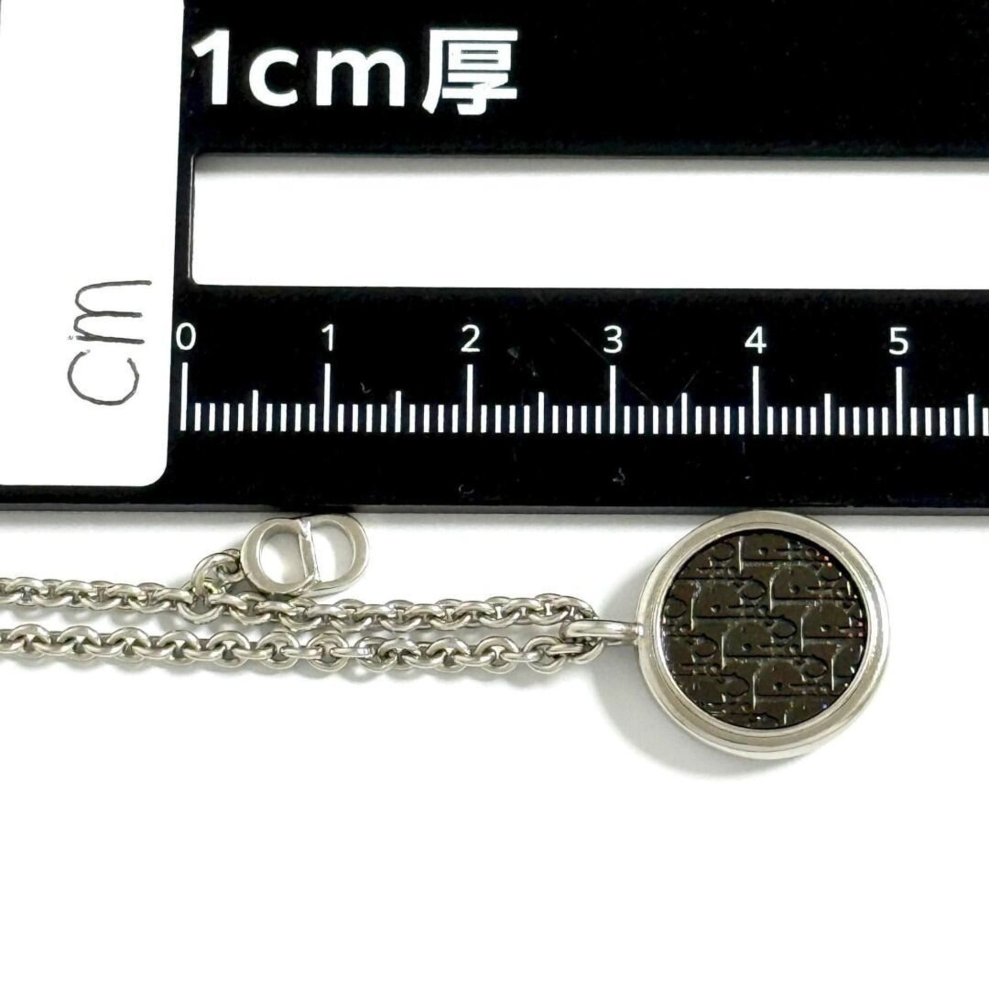Dior Christian Dior Dior Men's Oblique Circle Pendant Necklace in Silver and Black Size ONE SIZE - 8 Thumbnail