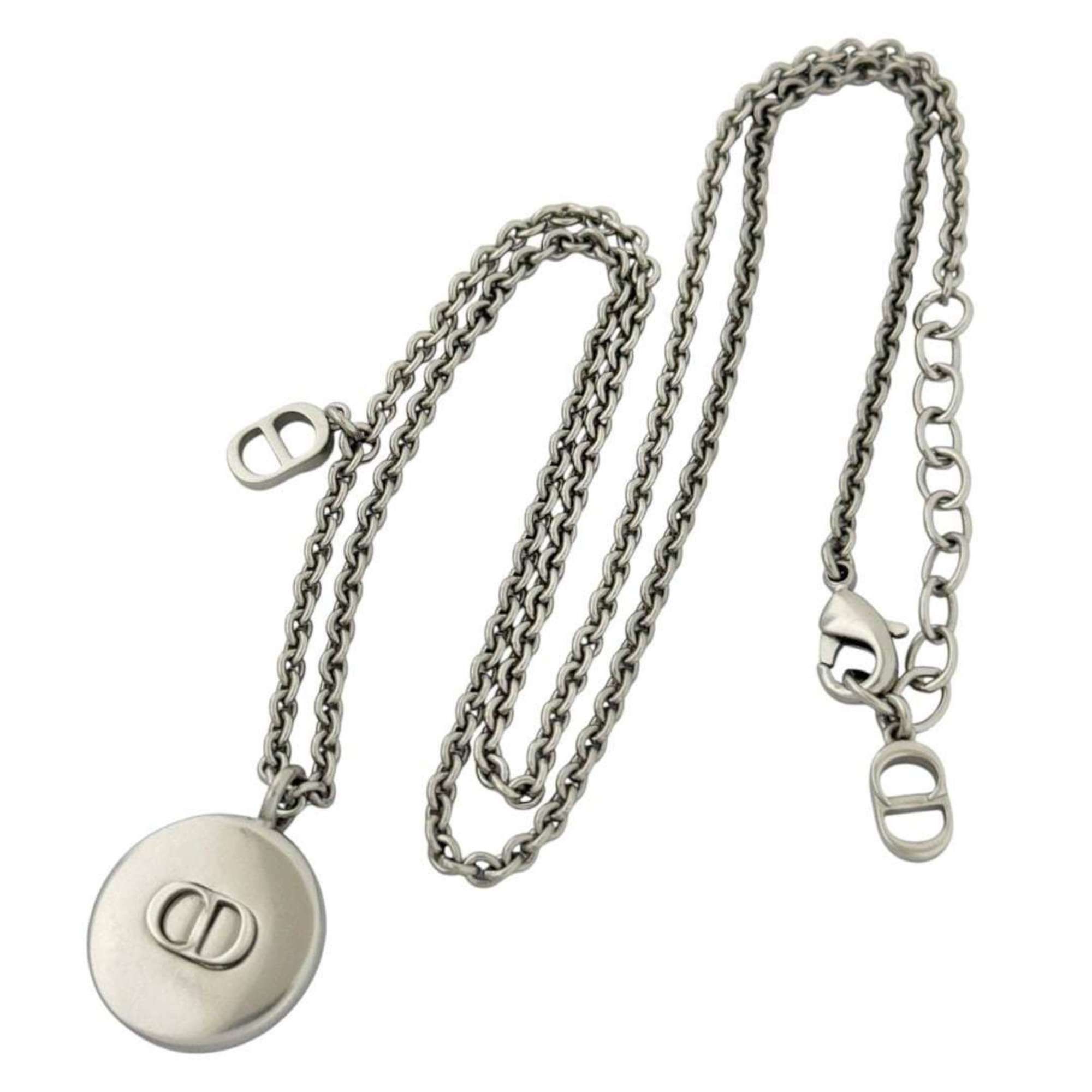 Dior Christian Dior Dior Men's Oblique Circle Pendant Necklace in Silver and Black Size ONE SIZE - 4 Thumbnail
