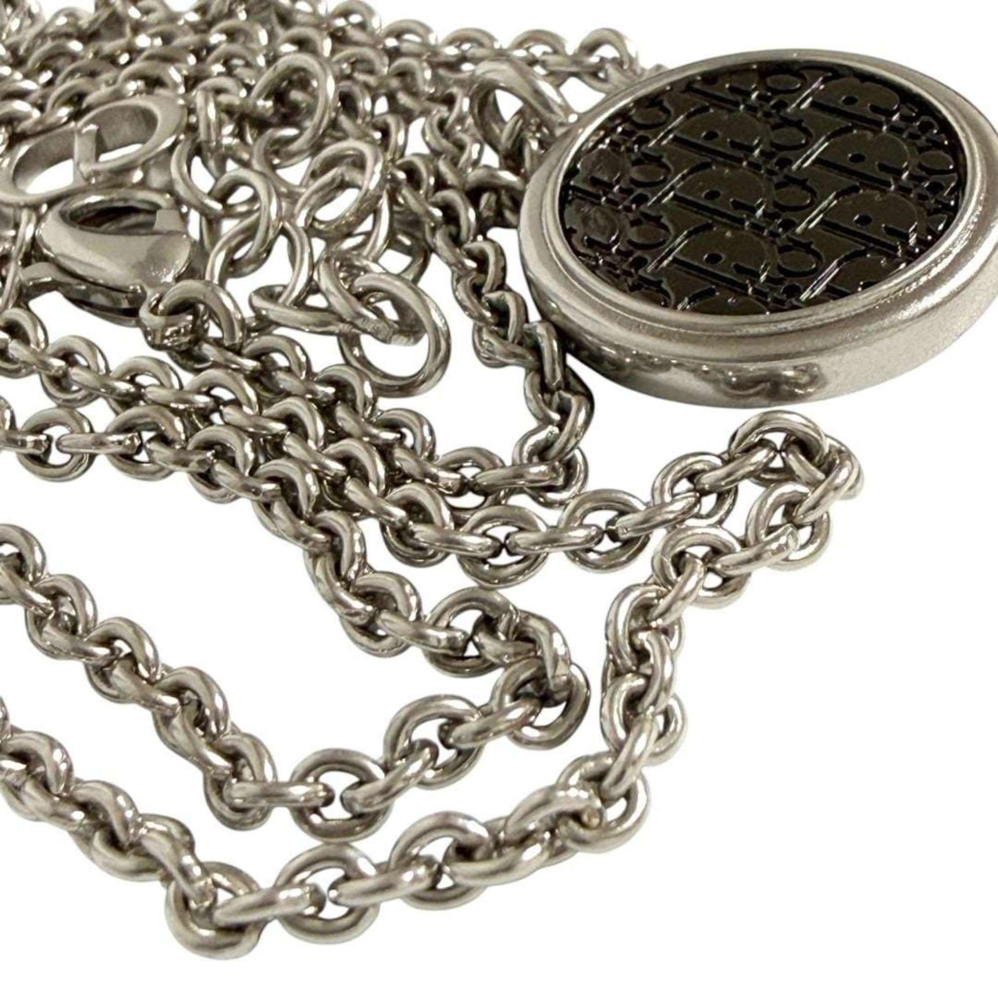 Dior Christian Dior Dior Men's Oblique Circle Pendant Necklace in Silver and Black Size ONE SIZE - 6 Thumbnail
