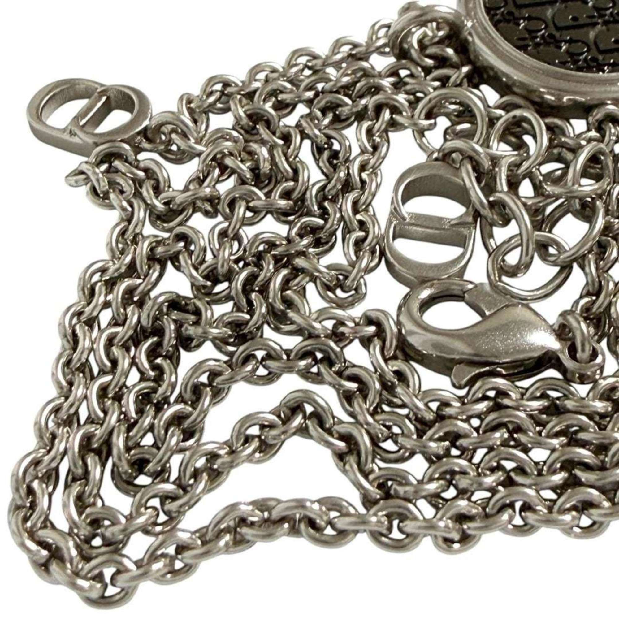 Dior Christian Dior Dior Men's Oblique Circle Pendant Necklace in Silver and Black Size ONE SIZE - 5 Thumbnail