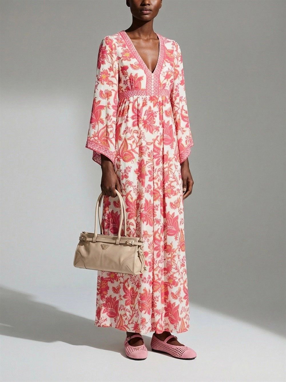 Etro Maxi `Empire` Dress With Deep V-Neck Size M / US 6-8 / IT 42-44 - 2 Thumbnail