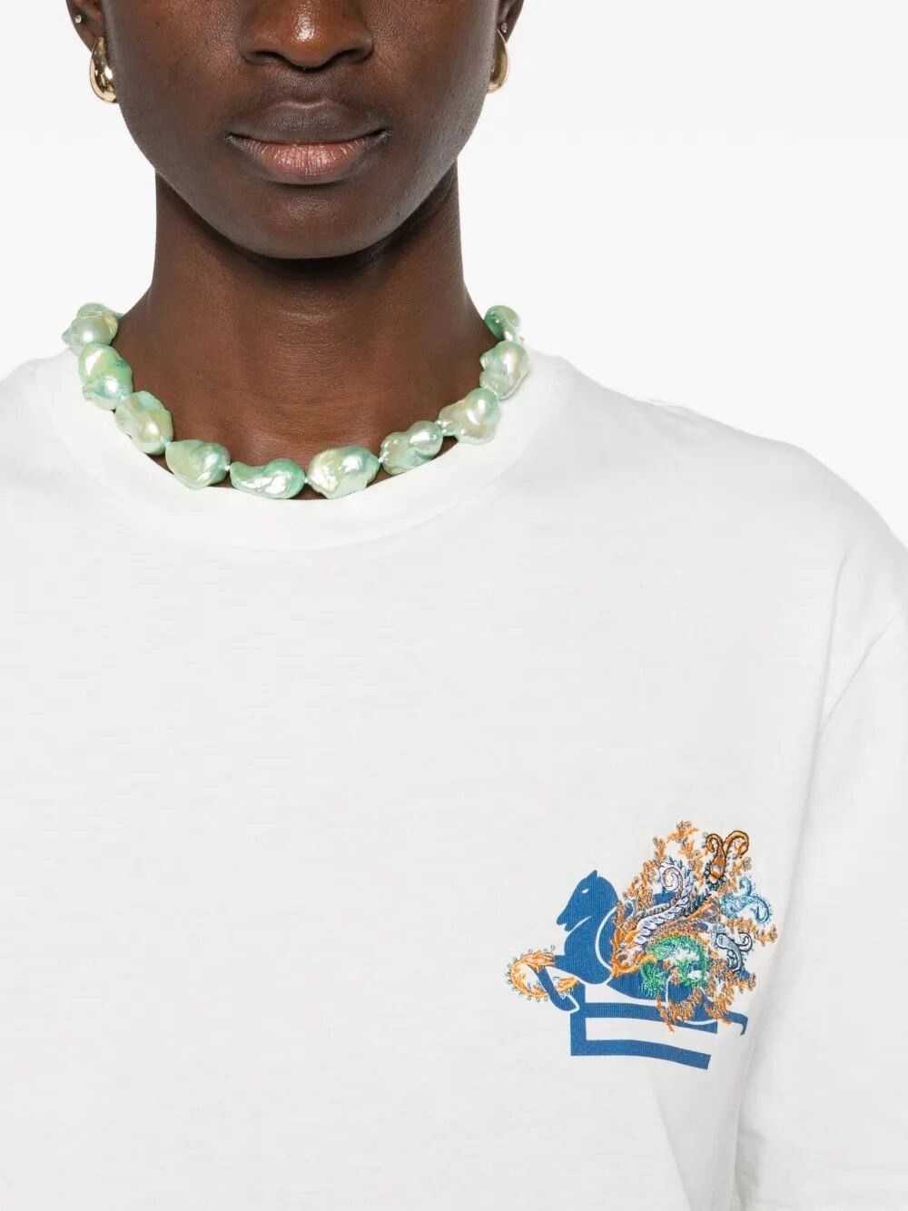 Etro T-Shirt With Embroidered Logo Size M / US 6-8 / IT 42-44 - 4 Thumbnail