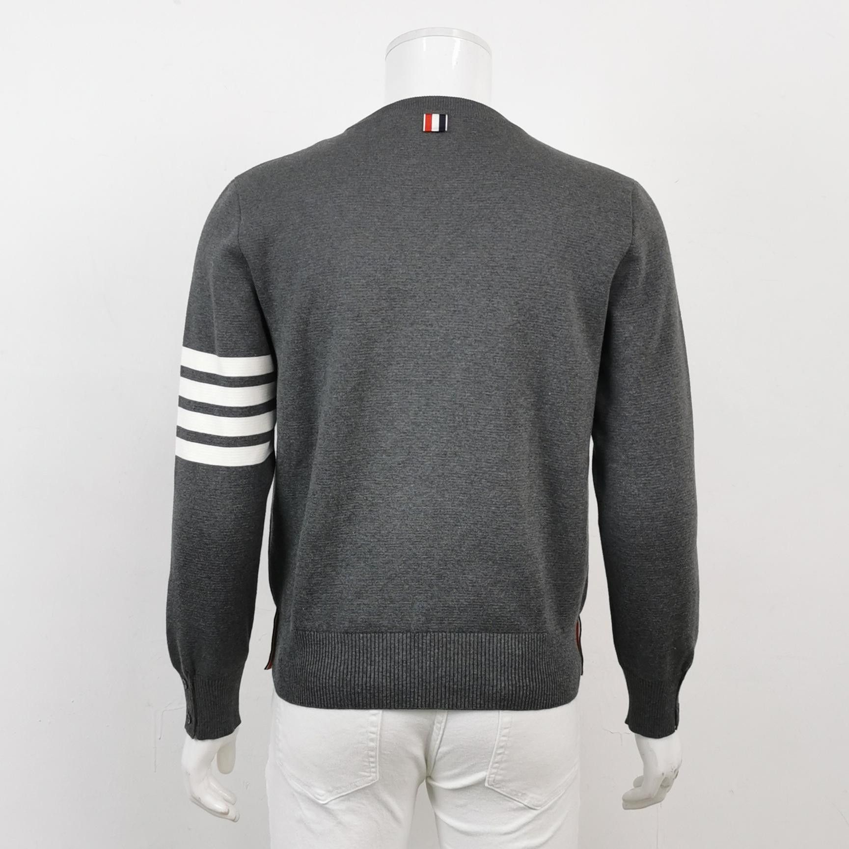 Thom Browne Thom Browne Gray Stripe Crewneck Sweater M Size US M / EU 48-50 / 2 - 4 Thumbnail