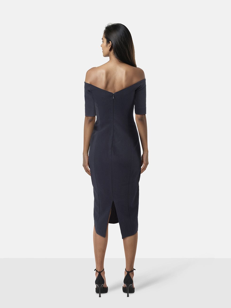 Cinq a Sept Navy Off The Shoulder Dress Size XS / US 0-2 / IT 36-38 - 2 Thumbnail