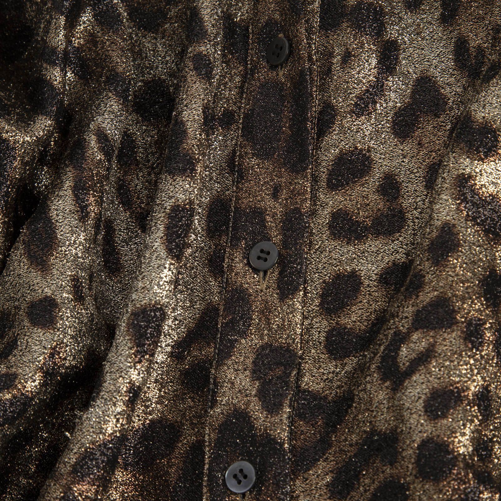 Dolce & Gabbana Metallic Leopard Print Blouse Size L / US 10 / IT 46 - 3 Thumbnail