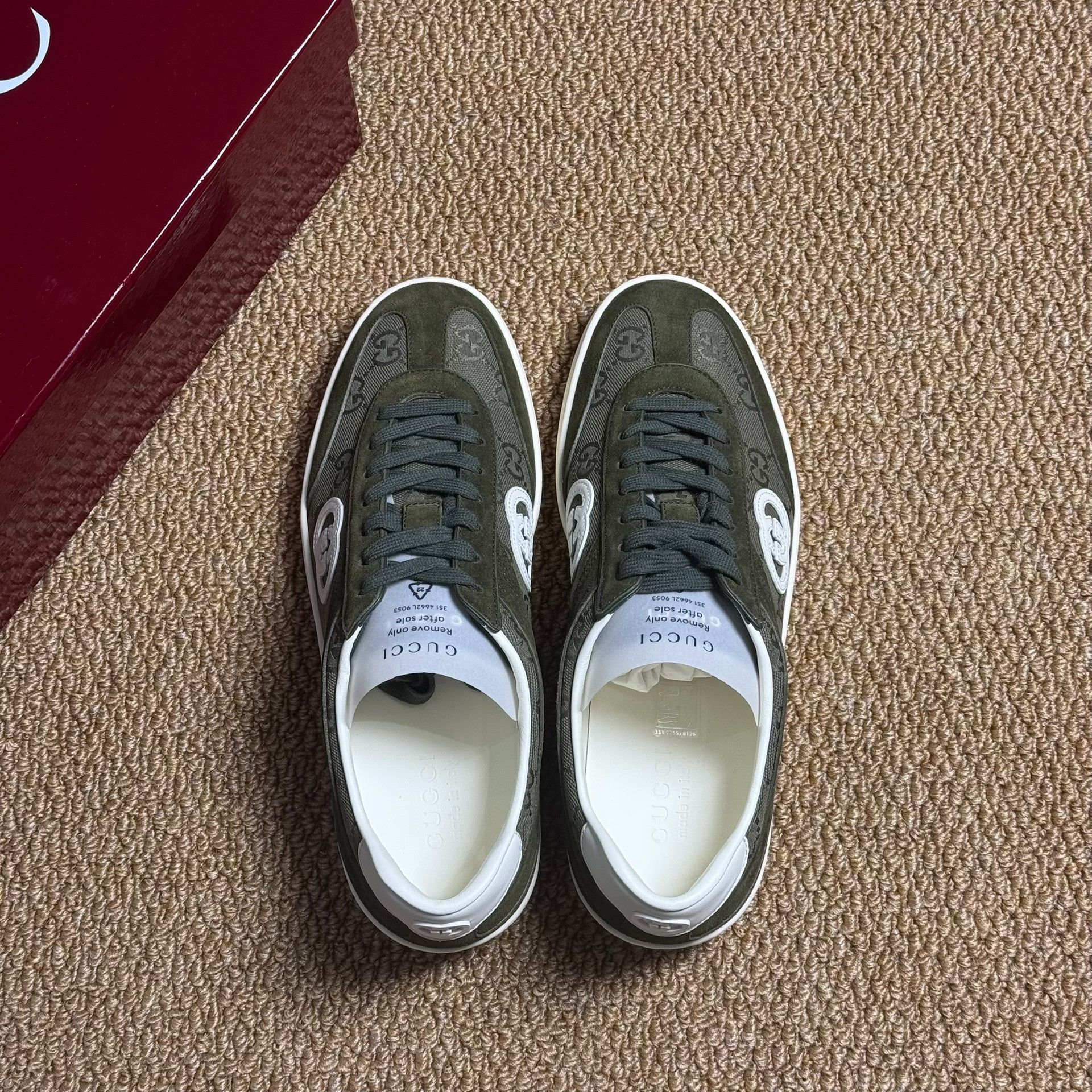 Gucci Gucci G75 Suede Low-Top Men's Green Sneakers Size US 9 / EU 42 - 4 Thumbnail