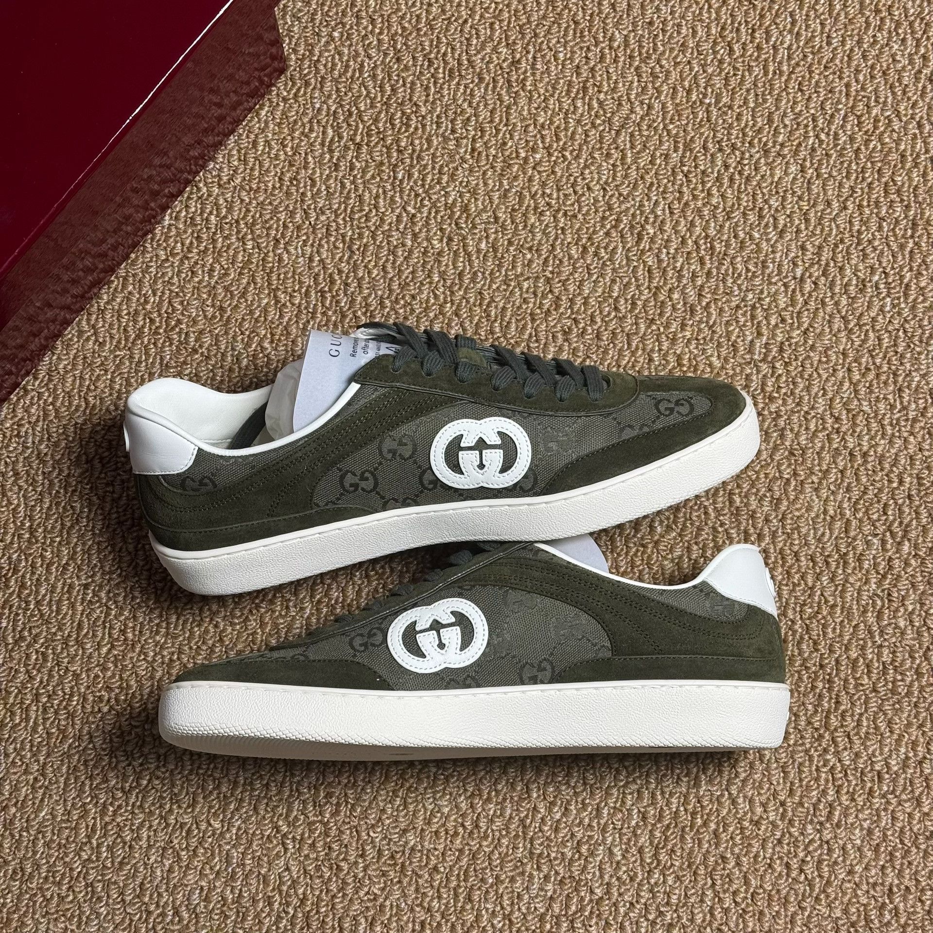 Gucci Gucci G75 Suede Low-Top Men's Green Sneakers Size US 9 / EU 42 - 3 Thumbnail