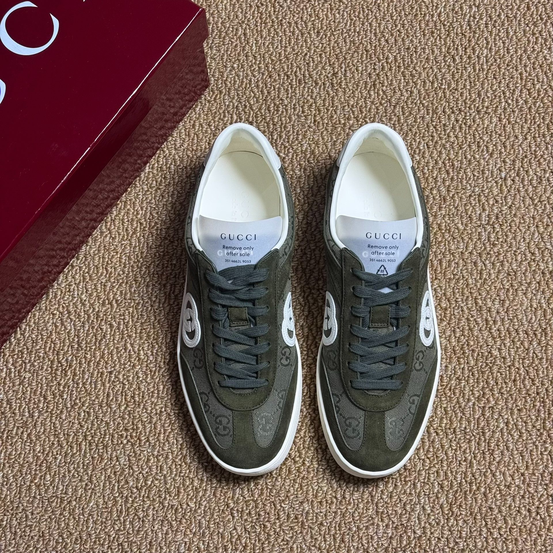 Gucci Gucci G75 Suede Low-Top Men's Green Sneakers Size US 9 / EU 42 - 5 Thumbnail