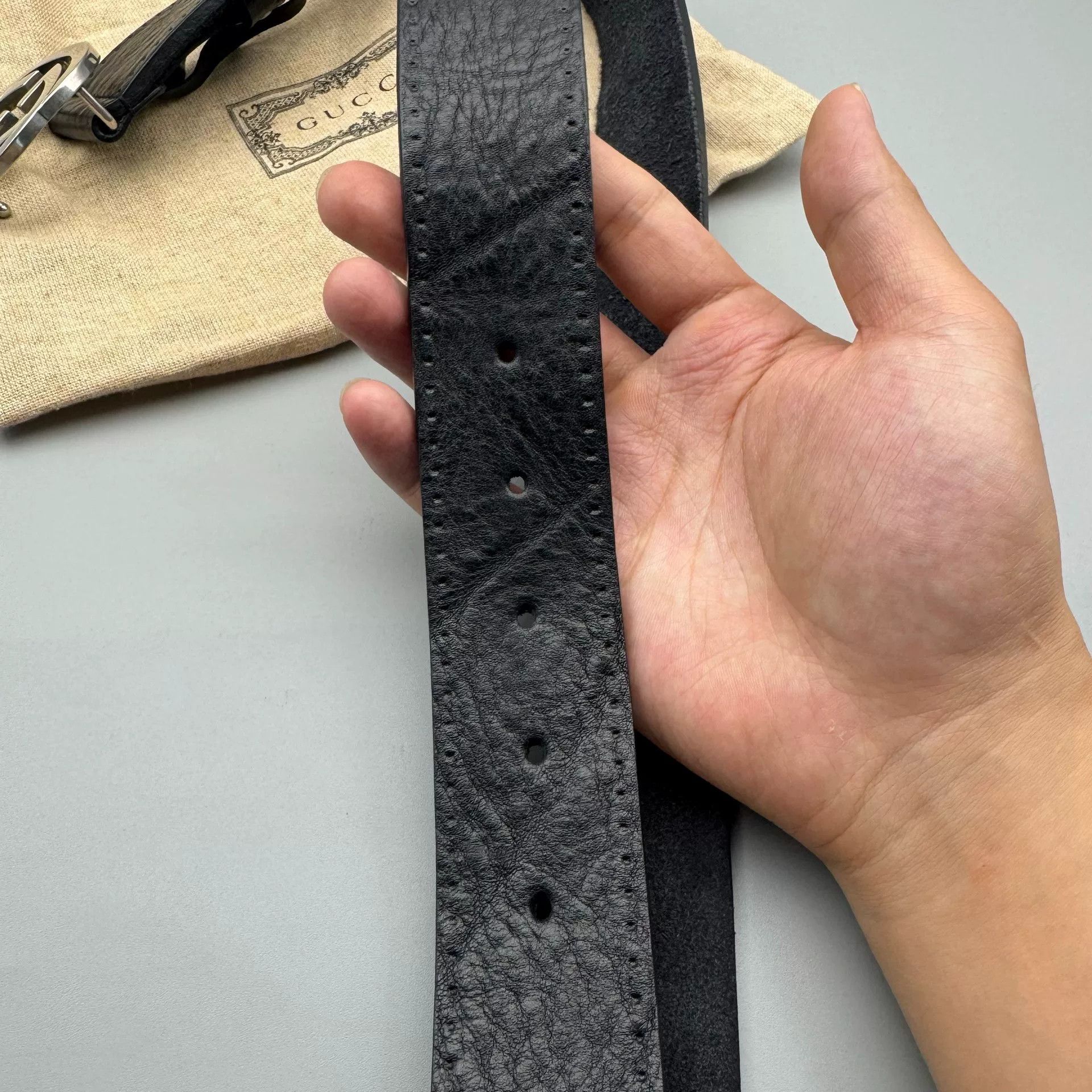 Gucci Gucci Wild Cow Leather Black Belt 95 3.8cm Size ONE SIZE - 8 Thumbnail