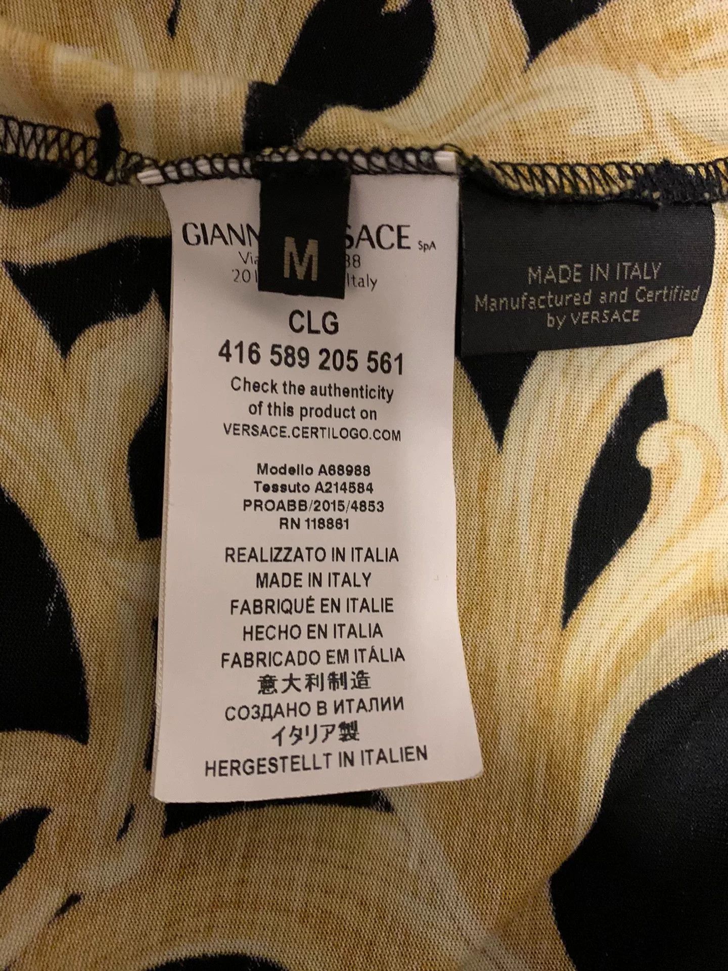 Versace Versace Men's Baroque Gold Vine T-Shirt Size US M / EU 48-50 / 2 - 5 Thumbnail