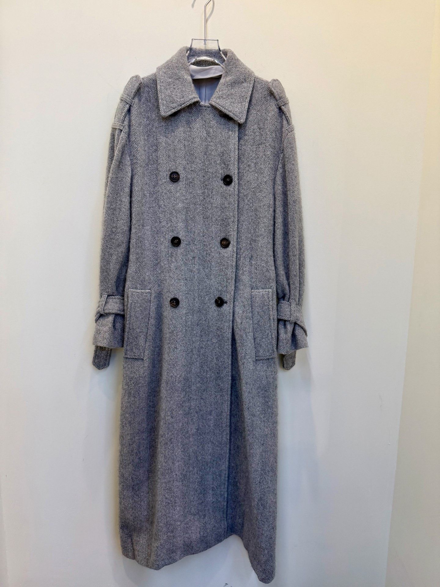 Brunello Cucinelli Brunello Cucinelli Gray Herringbone Wool Coat Size US XXS / EU 40 - 2 Thumbnail