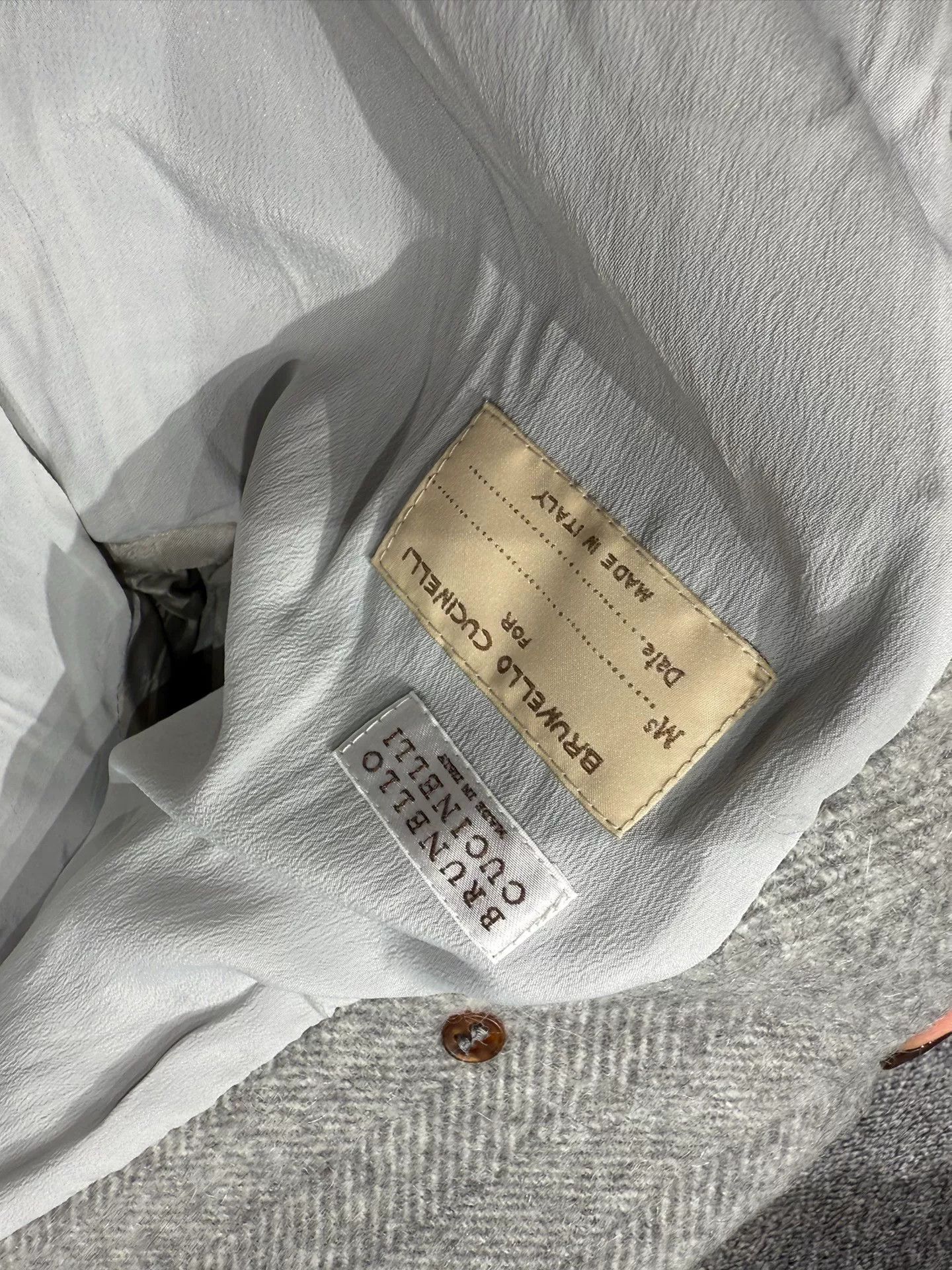 Brunello Cucinelli Brunello Cucinelli Gray Herringbone Wool Coat Size US XXS / EU 40 - 6 Thumbnail