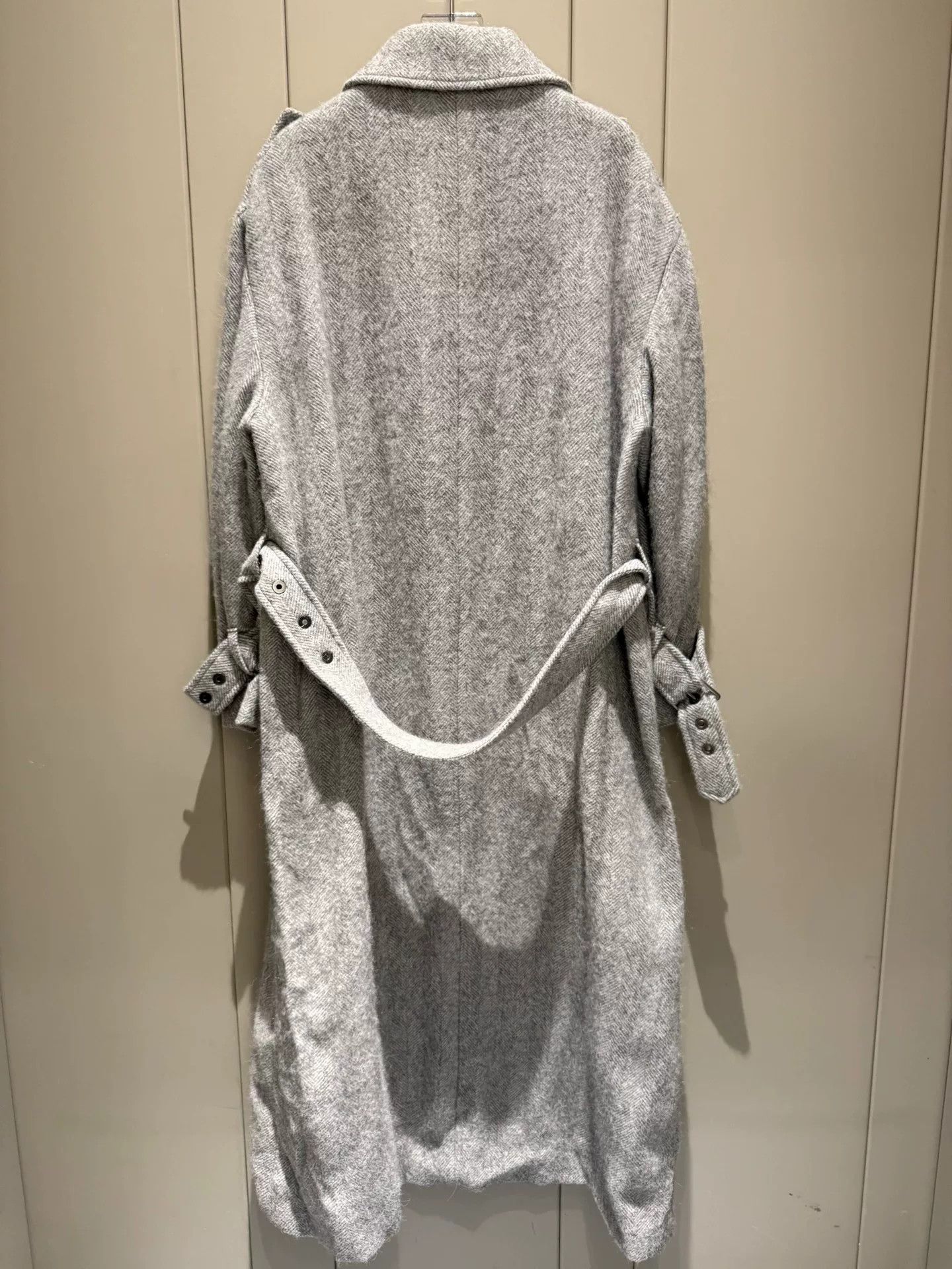 Brunello Cucinelli Brunello Cucinelli Gray Herringbone Wool Coat Size US XXS / EU 40 - 4 Thumbnail