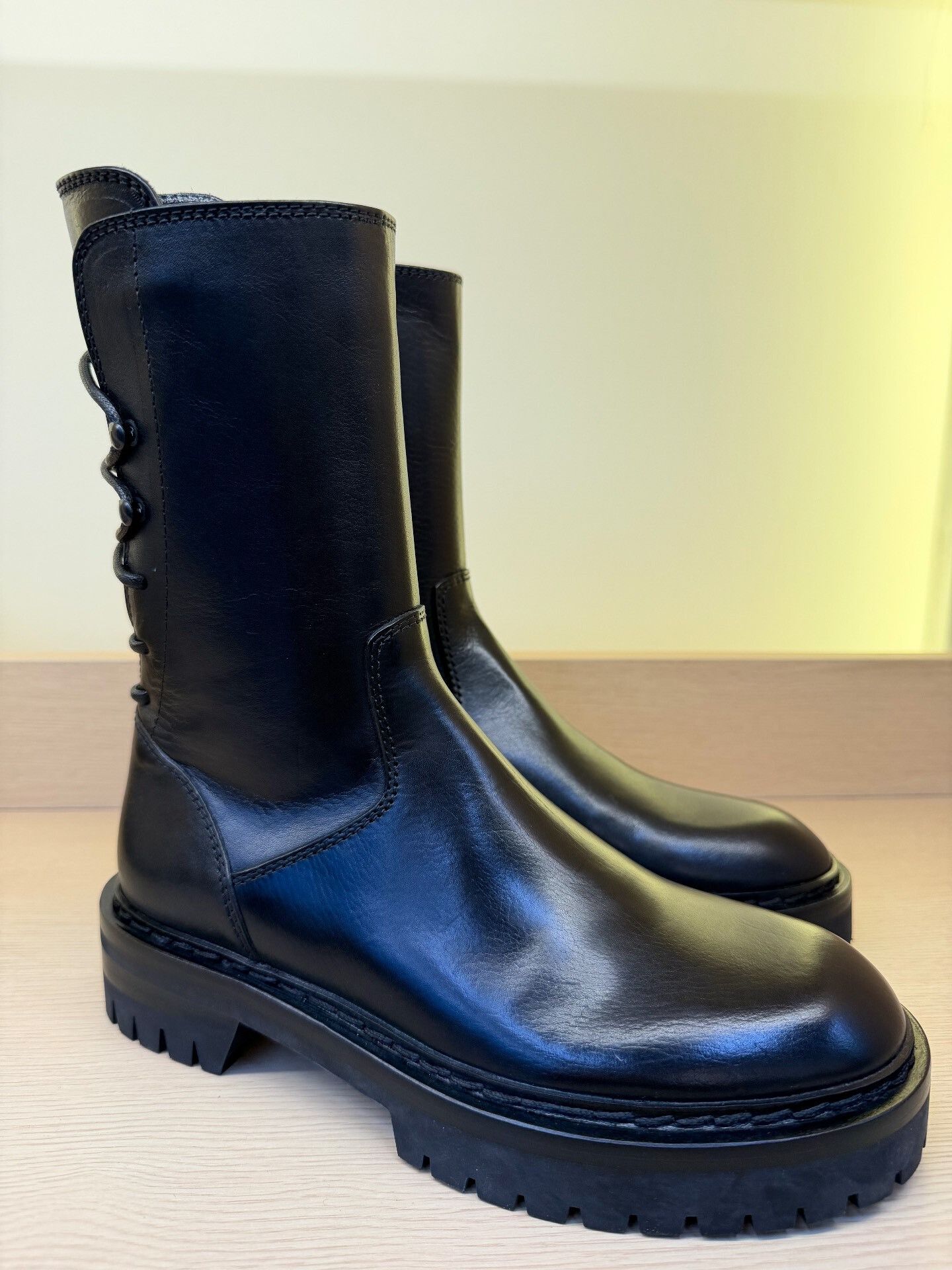 Ann Demeulemeester Ann Demeulemeester Black Rear Lace Mid-Calf Boots Size US 4 / IT 34 - 7 Thumbnail