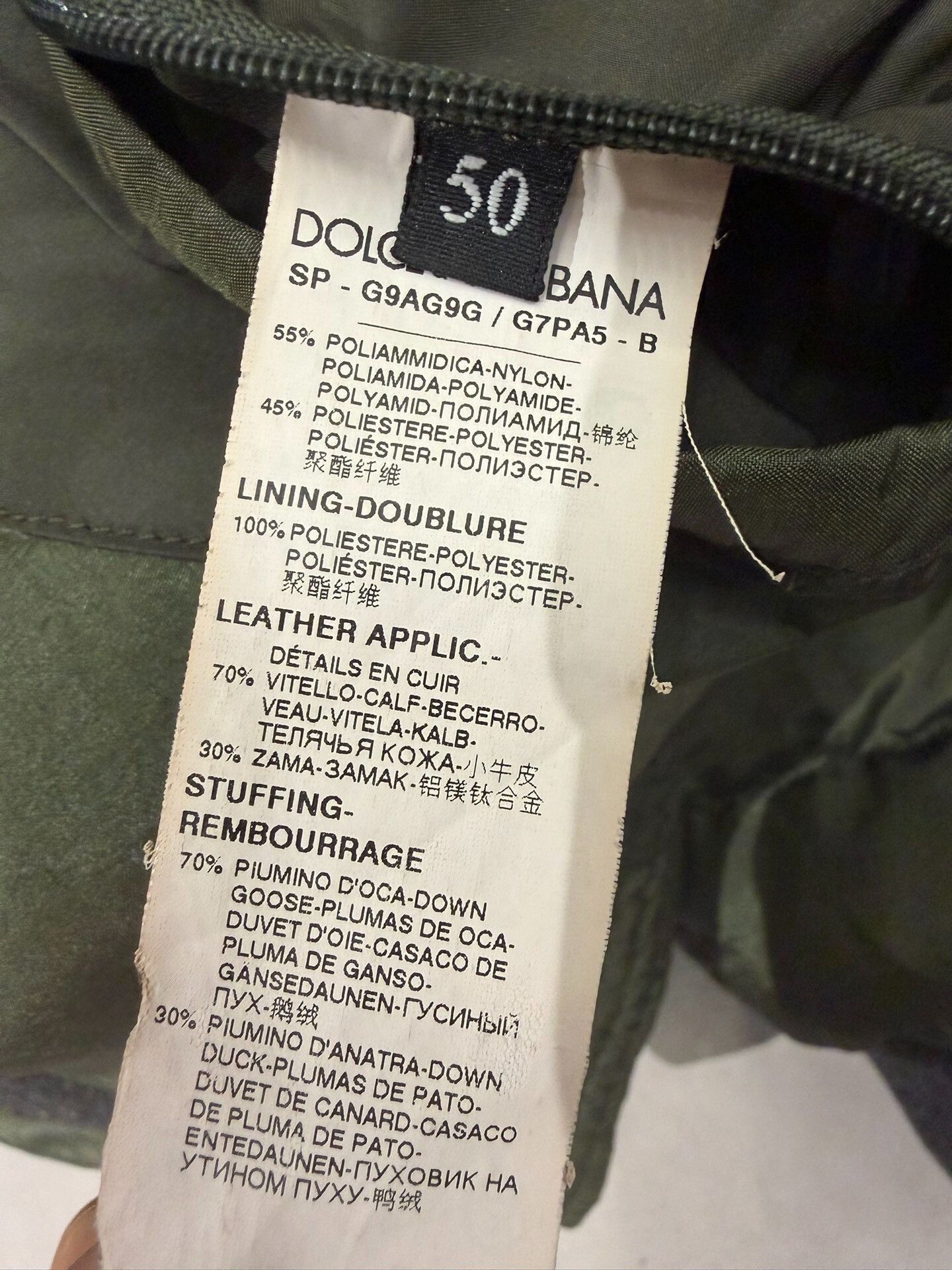 Dolce & Gabbana Dolce & Gabbana Men's Army Green Down Jacket Size US M / EU 48-50 / 2 - 9 Thumbnail