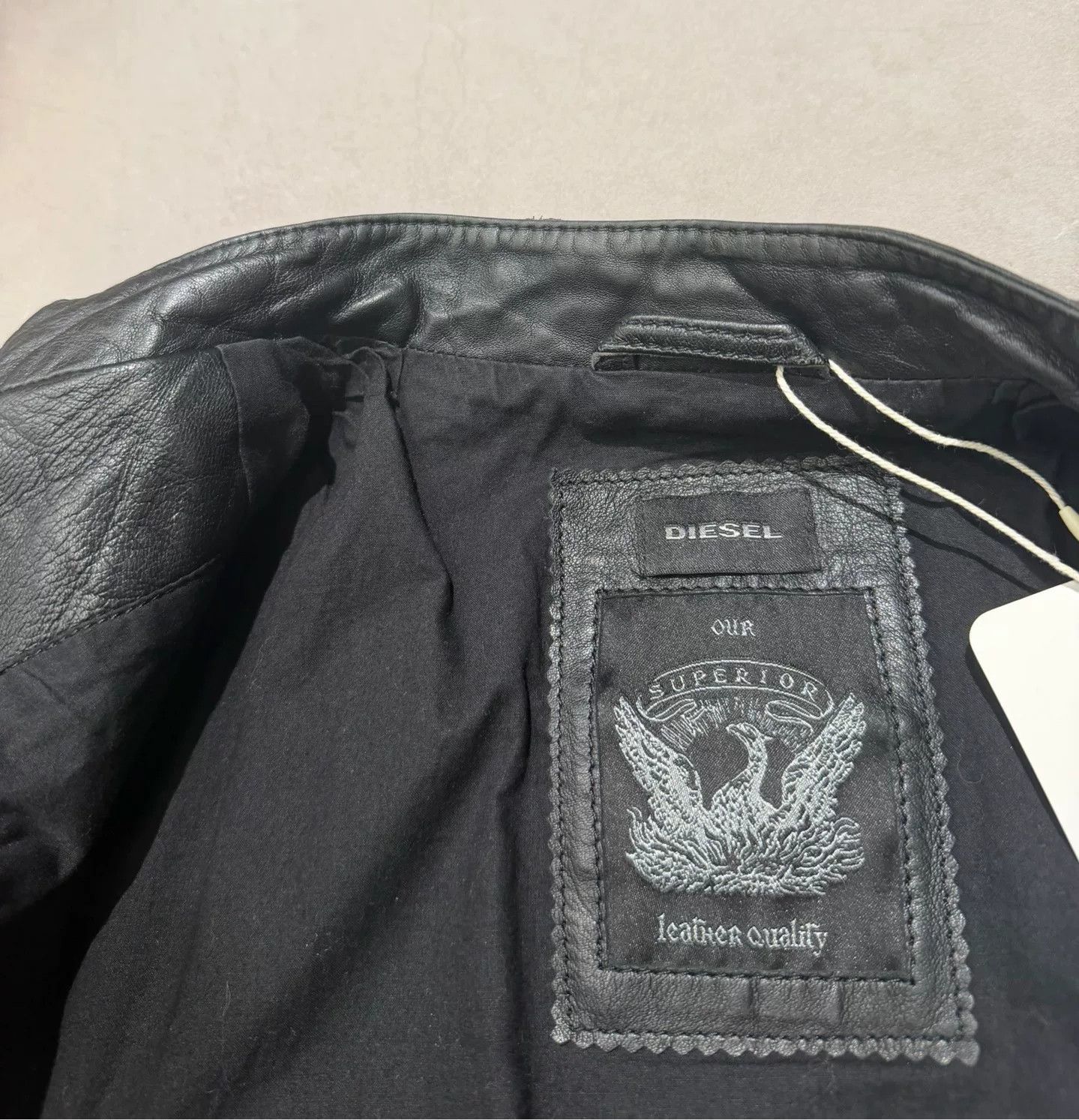 Diesel Diesel Men's Biker Black Leather Jacket Size US L / EU 52-54 / 3 - 8 Thumbnail