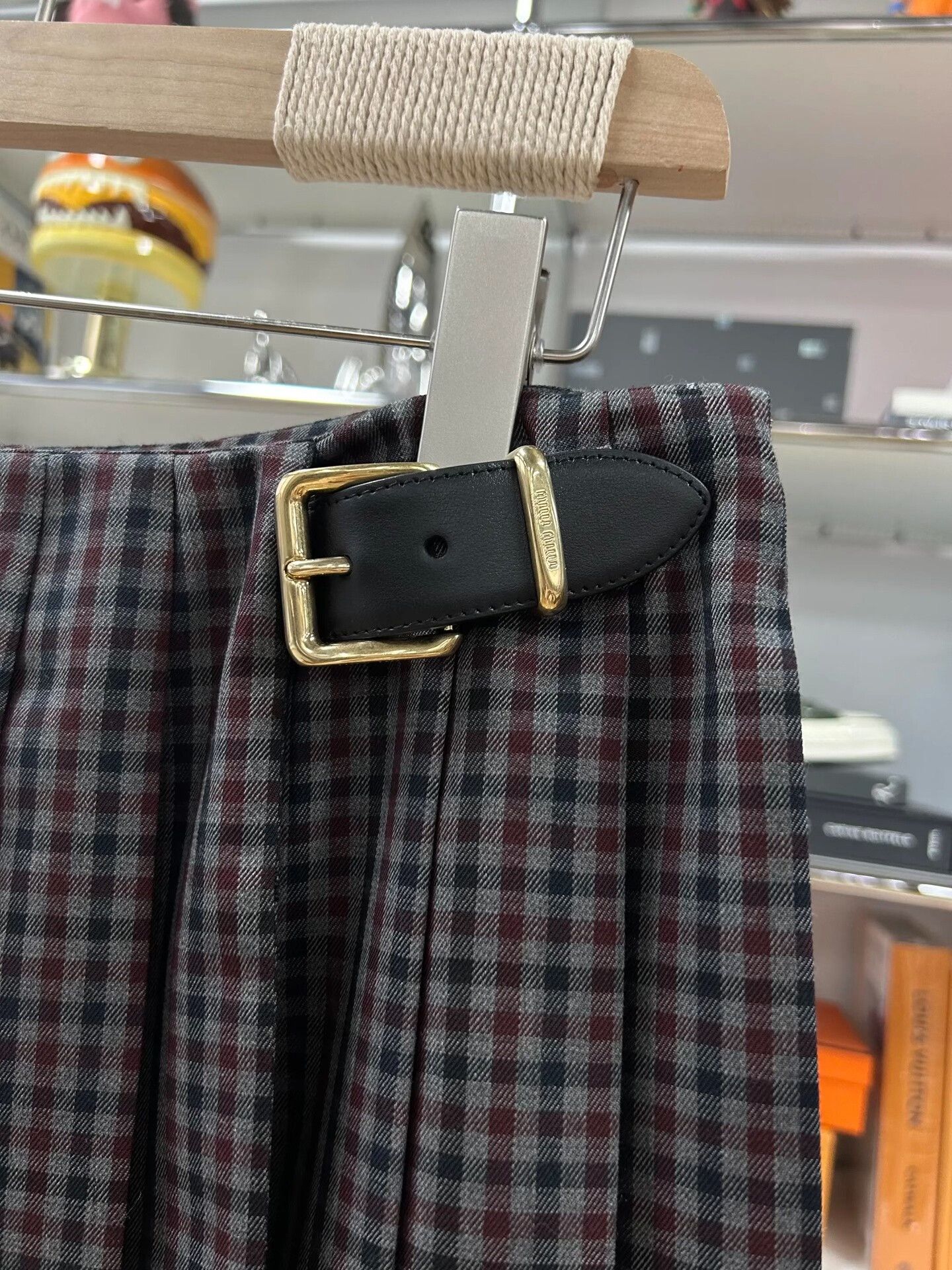 Miu Miu Miu Miu Plaid Letter Belt Skirt Size 36" / US 14 / IT 50 - 3 Thumbnail