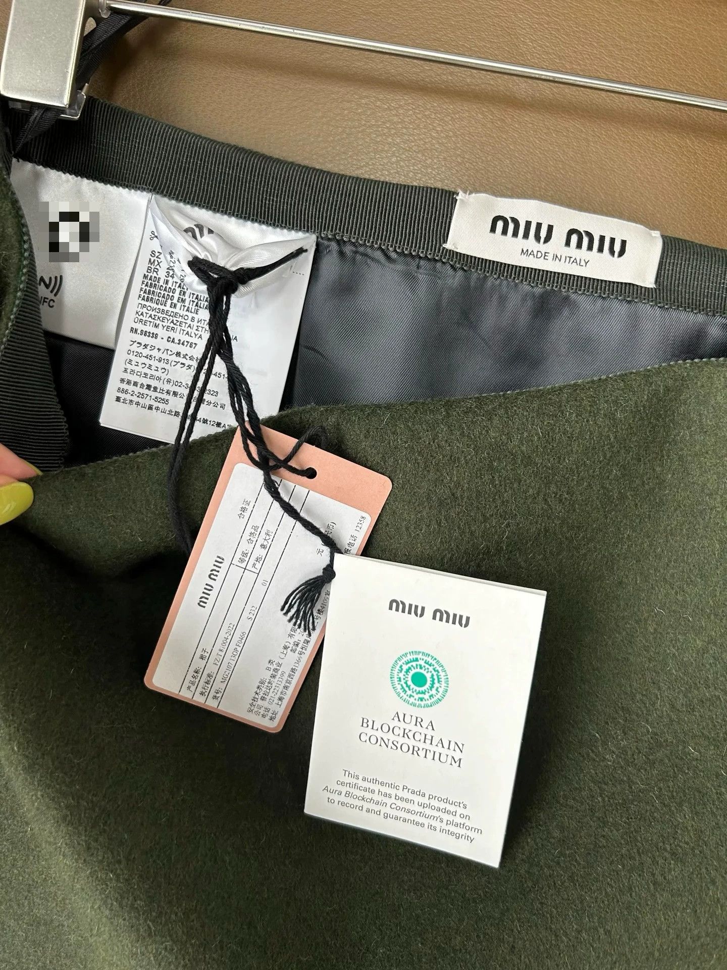 Miu Miu Miu Miu Embossed Logo Green Wool Skirt Size 36" / US 14 / IT 50 - 4 Thumbnail