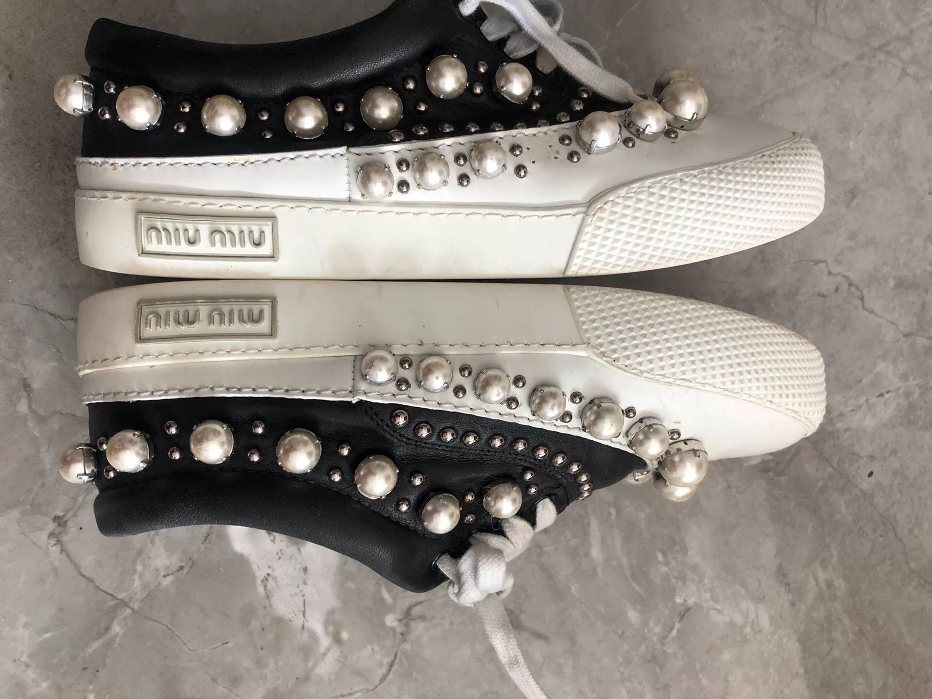Miu Miu Miu Miu Limited Pearl Shell-Toe Sneakers Size US 4 / IT 34 - 7 Thumbnail