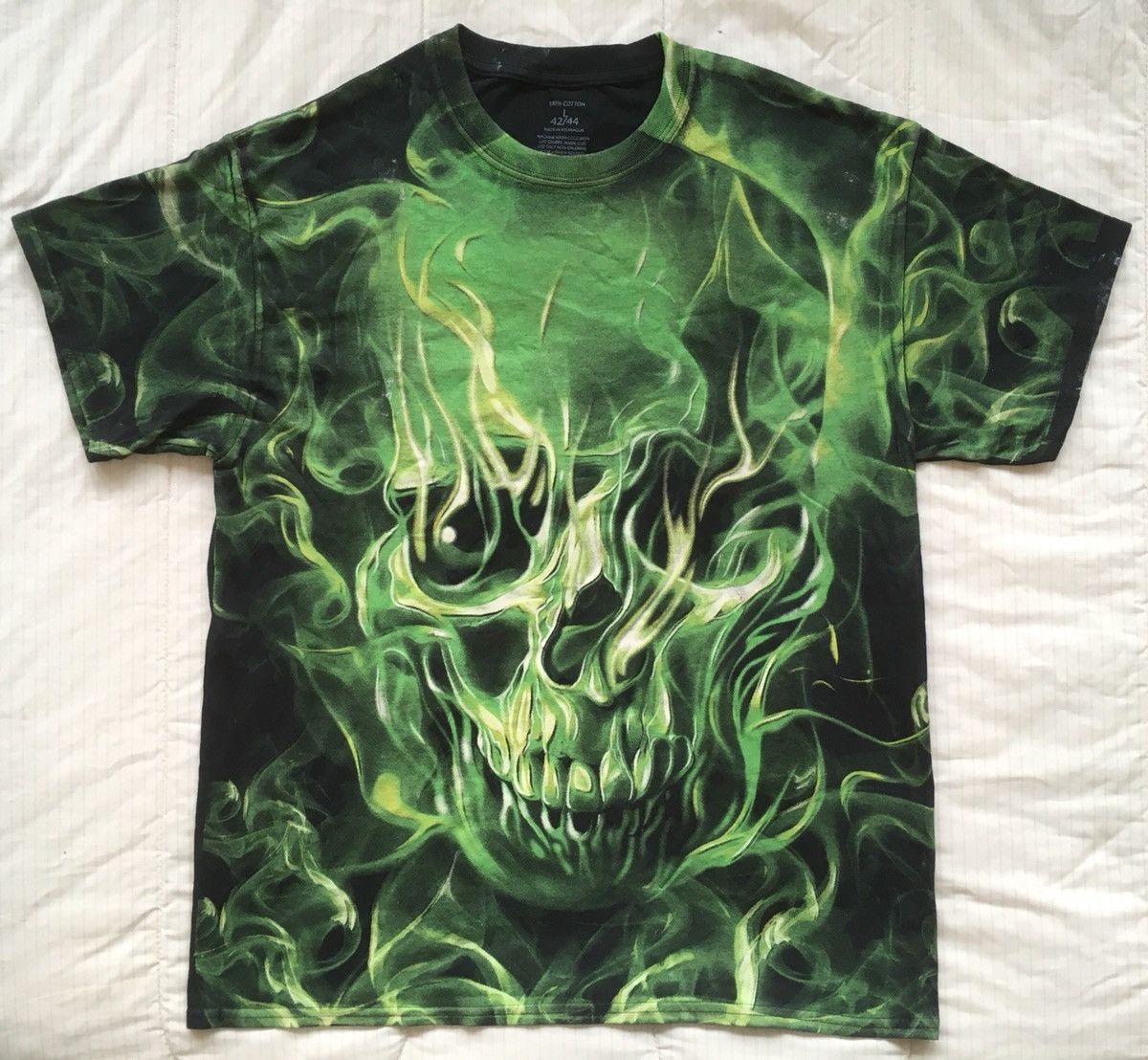 Other Green Skull Shirt Flames Fire Skeleton Trippy Three 6 Mafia ...