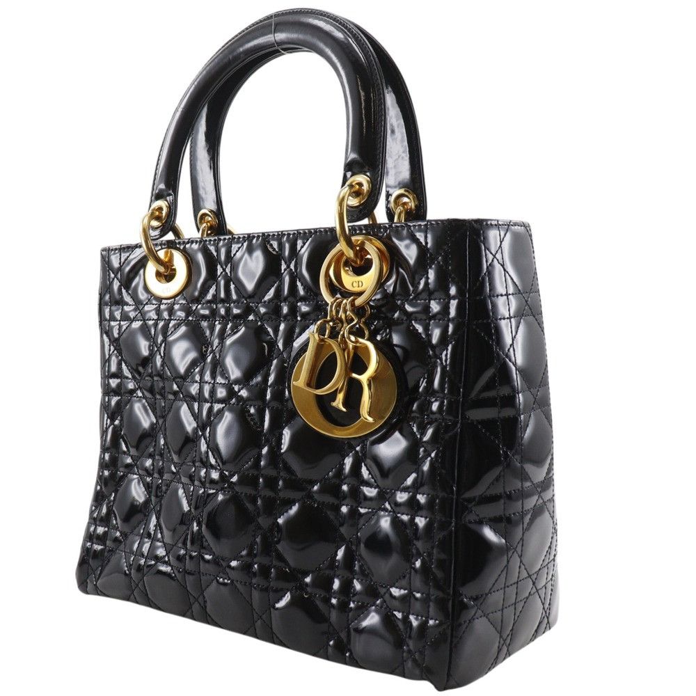 Dior Dior Christian Dior Lady Dior Patent Leather Handbag Leather Handbag DUTY FREE for USA Size ONE SIZE - 2 Thumbnail