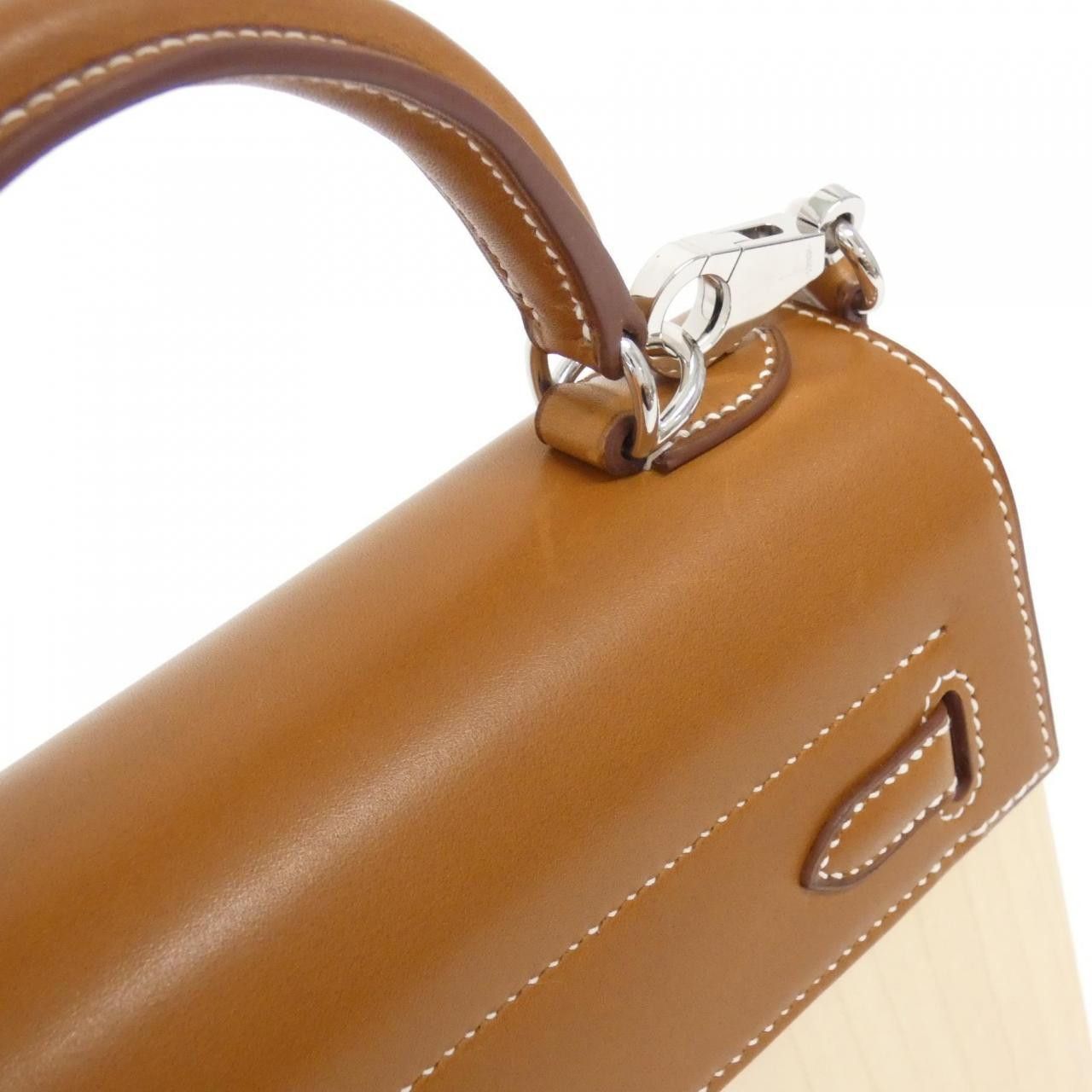 Hermes Hermes Hermès PERSPECTIVE CAVALIER Kelly22 Wood Barenia Plant-based Handbag Stamp B DUTY FREE for USA Size ONE SIZE - 4 Thumbnail
