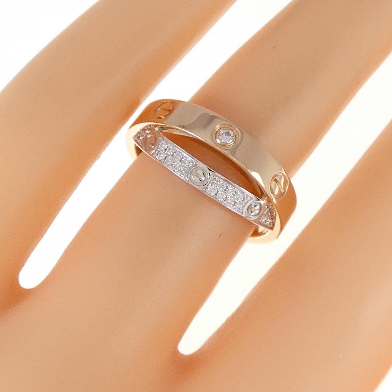 Cartier Cartier Cartier B Love 750 Pink Gold 750 White Gold Diamond Ring Size 8 Precious Metal Ring DUTY FREE for USA Size ONE SIZE - 5 Thumbnail