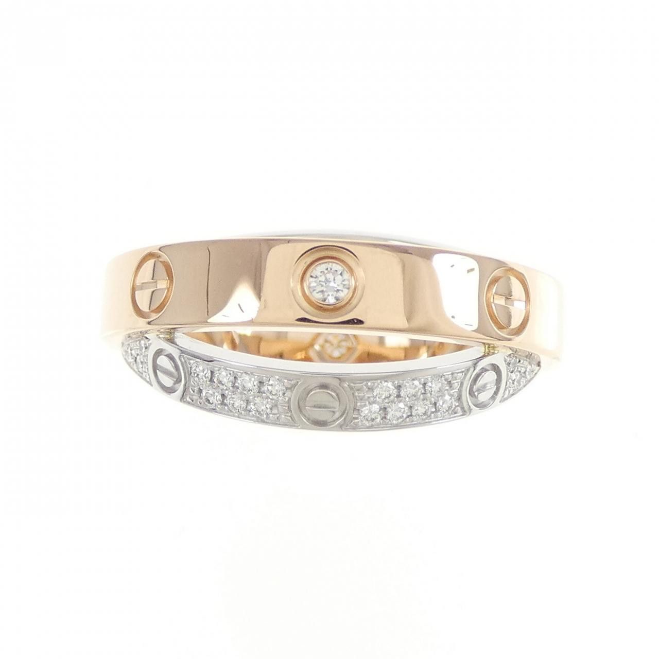 Cartier Cartier Cartier B Love 750 Pink Gold 750 White Gold Diamond Ring Size 8 Precious Metal Ring DUTY FREE for USA Size ONE SIZE - 2 Thumbnail