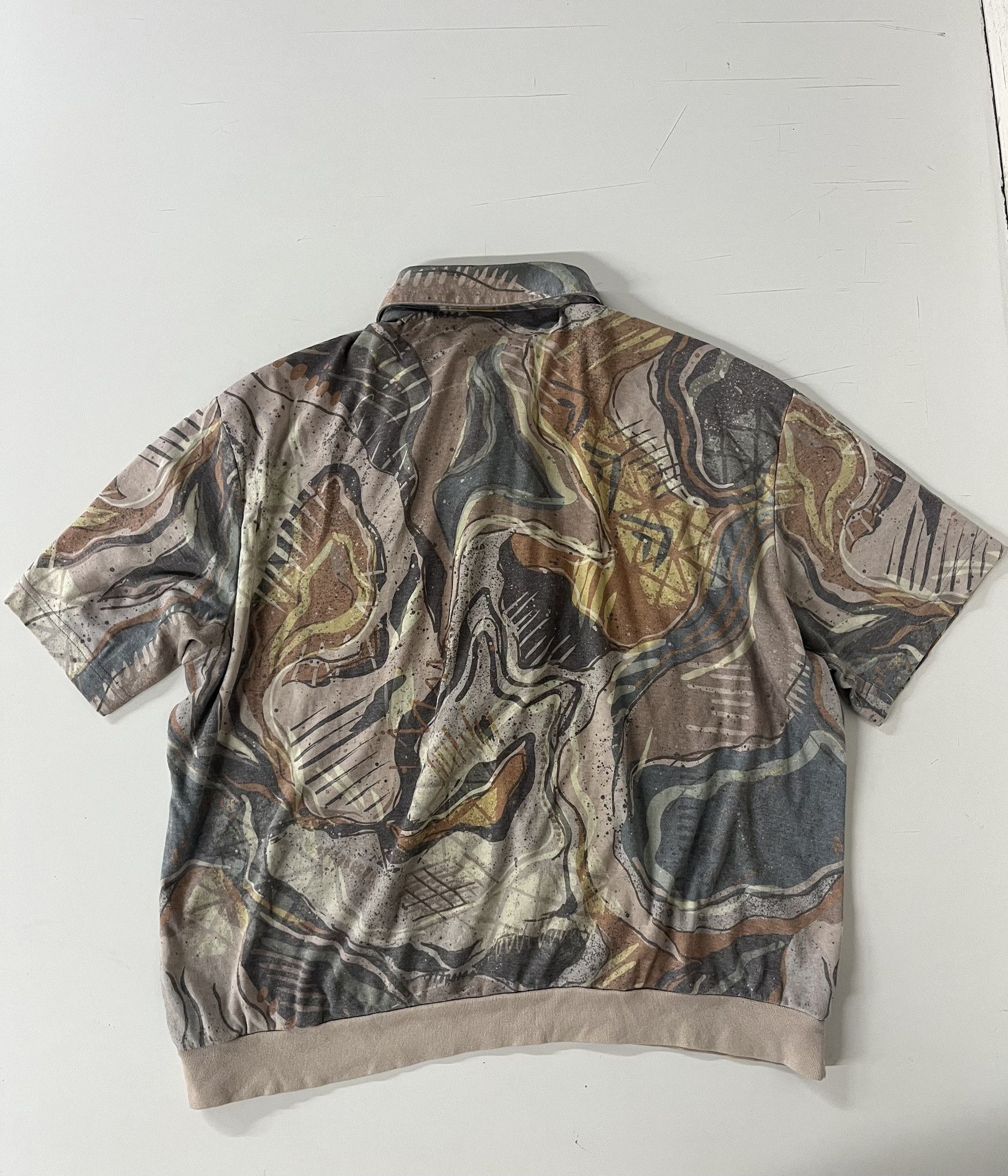 Vintage Vintage 1990s Fulton Street Marbled Half Button Polo Shirt Size XL Size US XL / EU 56 / 4 - 2 Thumbnail