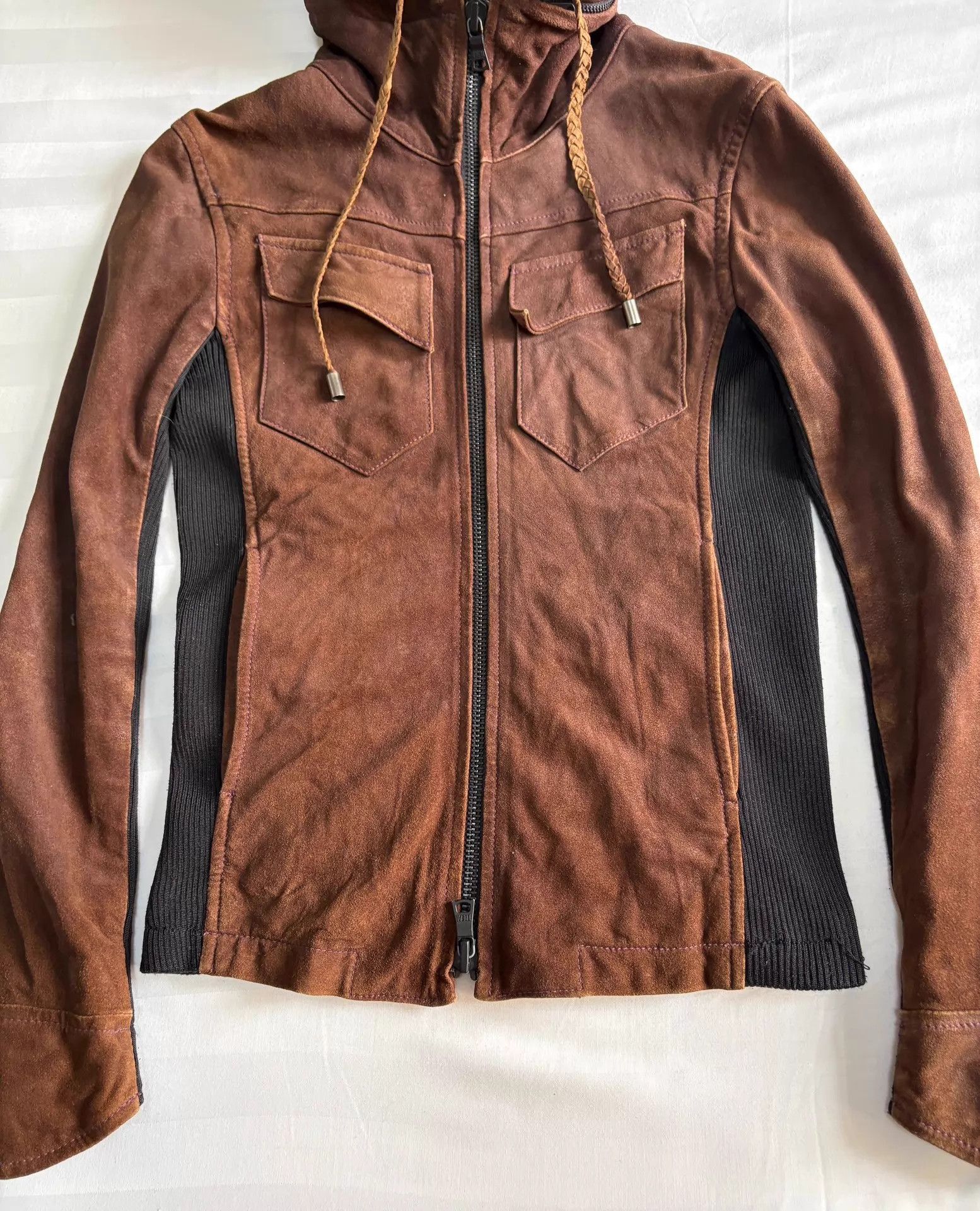 BUFFALO BOBS Hooded Faux Suede Jacket with Ribbed Sleeves Size US S / EU 44-46 / 1 - 3 Thumbnail