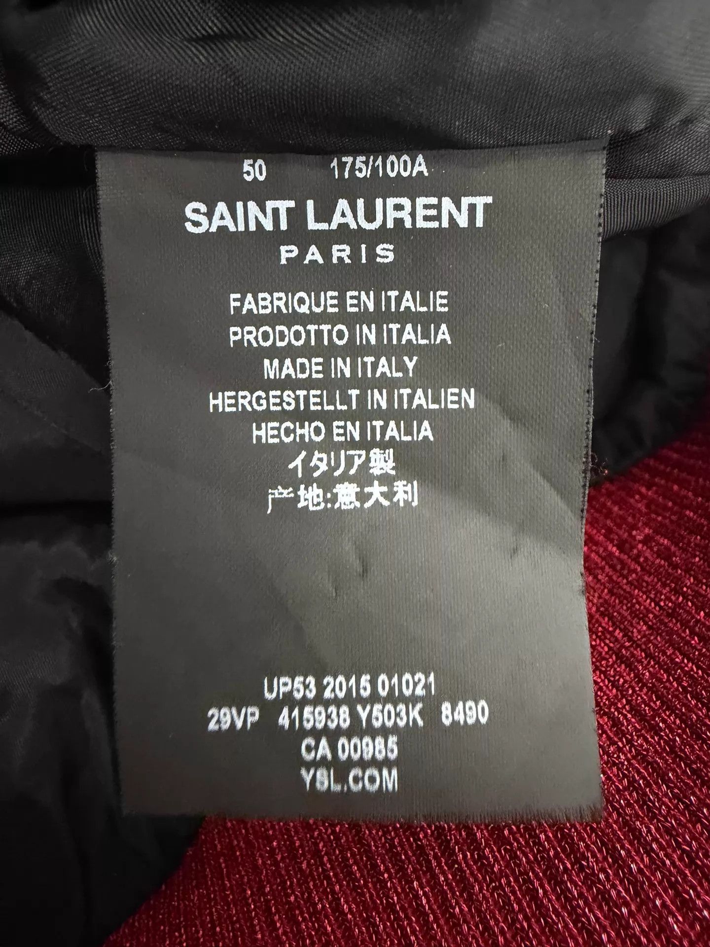 Saint Laurent Paris Striped Bomber Jacket with Dinosaur Sequin Patch Size US M / EU 48-50 / 2 - 5 Thumbnail