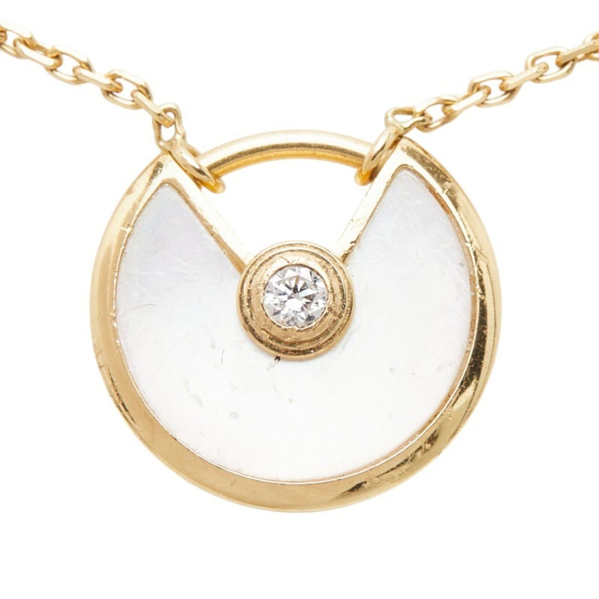 Cartier Cartier Amulette de XS Necklace in 18K Yellow Gold with Diamonds and White Shell, Women's Size ONE SIZE - 2 Thumbnail