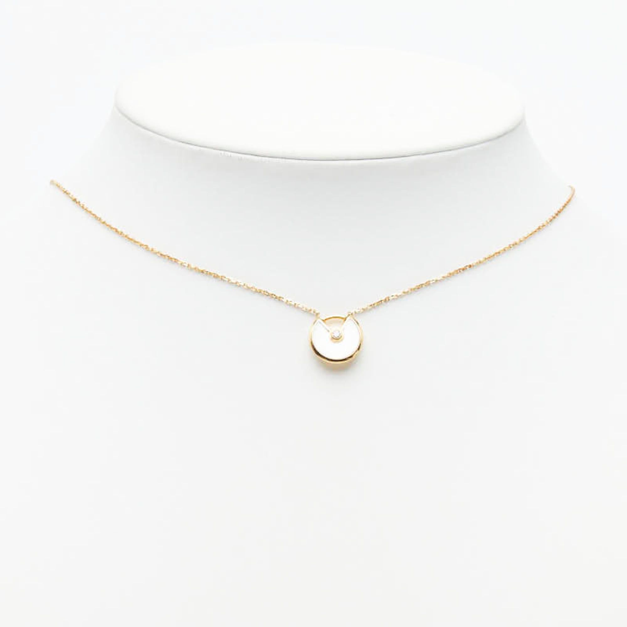 Cartier Cartier Amulette de XS Necklace in 18K Yellow Gold with Diamonds and White Shell, Women's Size ONE SIZE - 6 Thumbnail