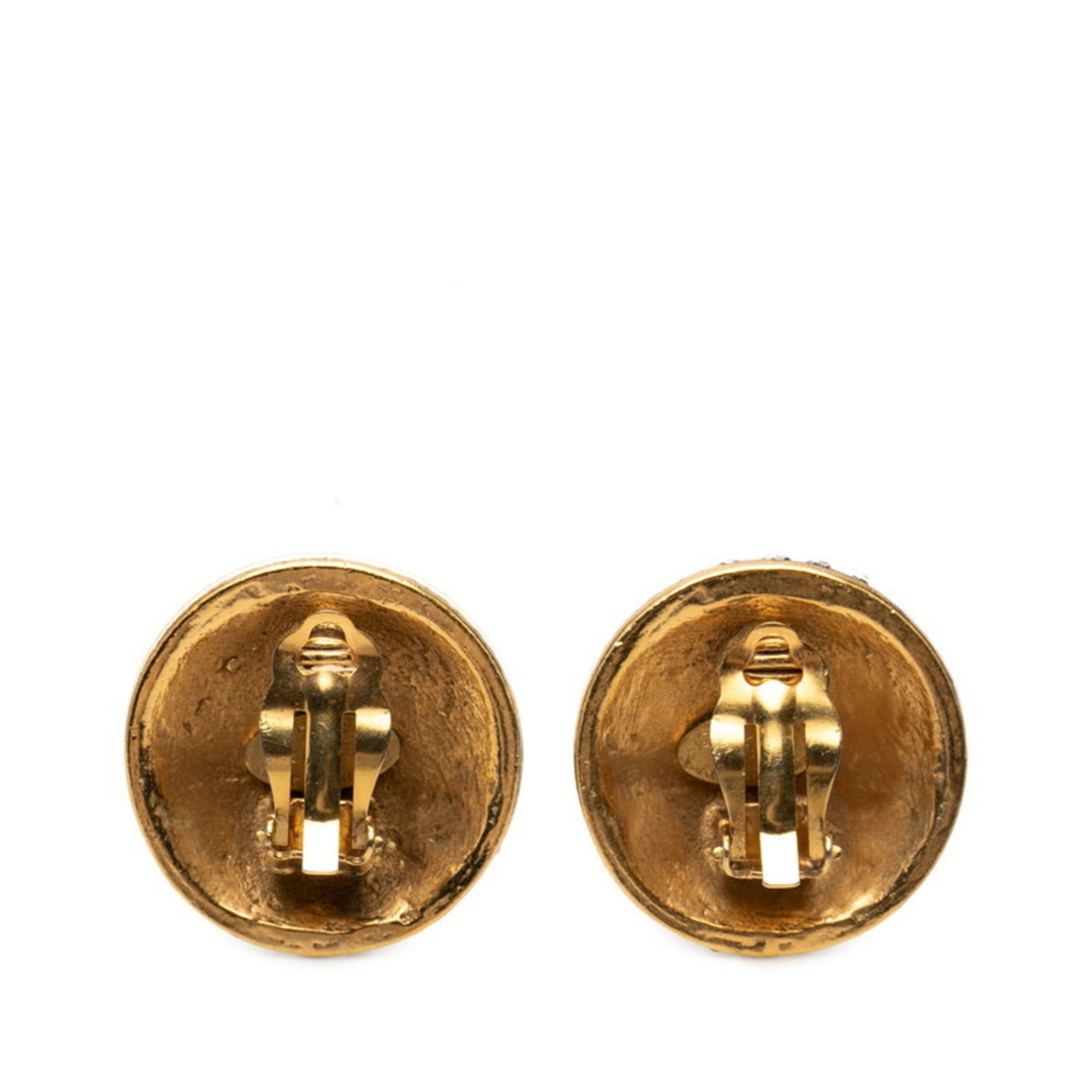 Chanel CHANEL Coco Mark Earrings, Gold Plated Rhinestones, Women's Size ONE SIZE - 2 Thumbnail