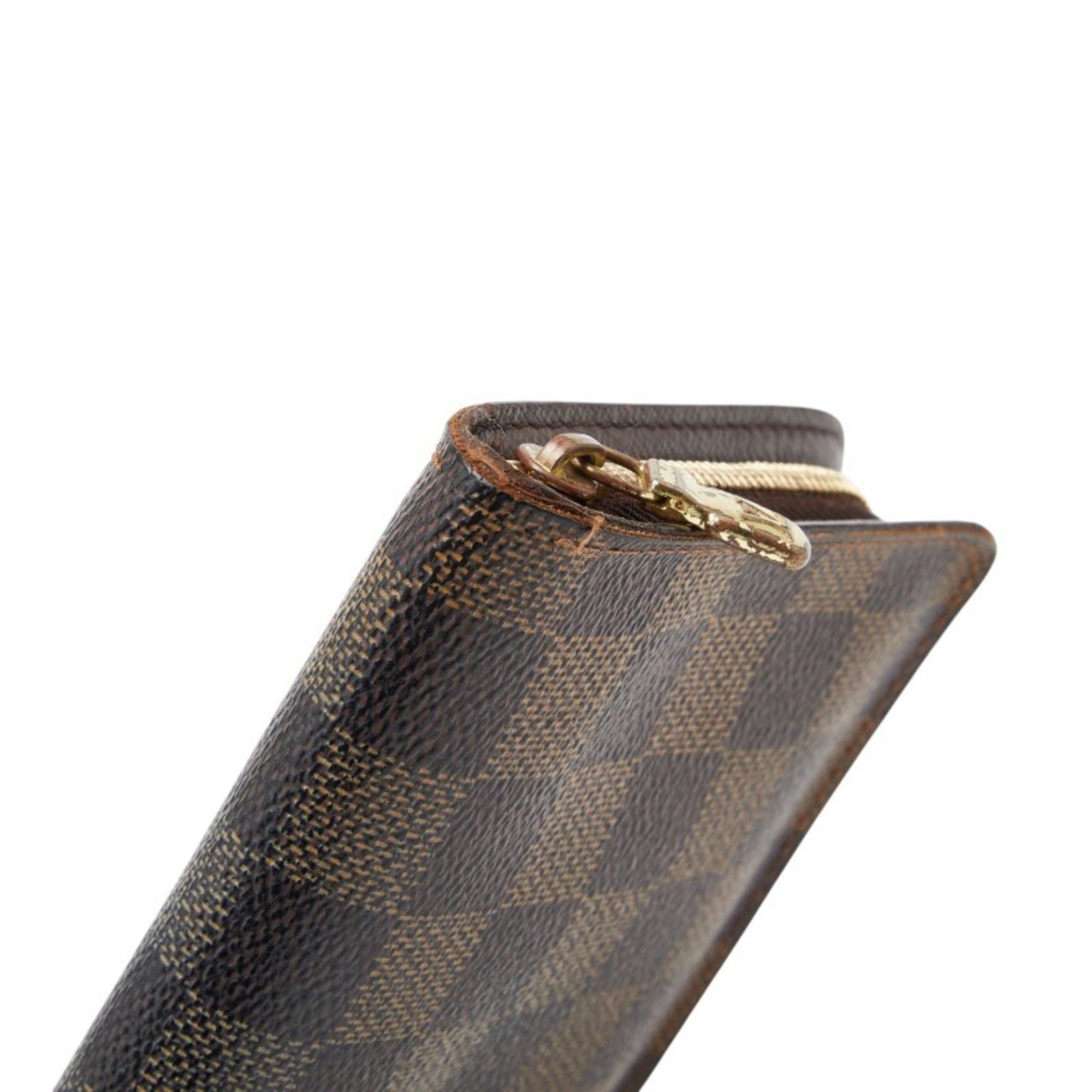 Louis Vuitton Louis Vuitton Damier Porte Monnaie Zip-Around Long Wallet N61728 Brown Leather Women's LOUIS VUITTON Size ONE SIZE - 5 Thumbnail