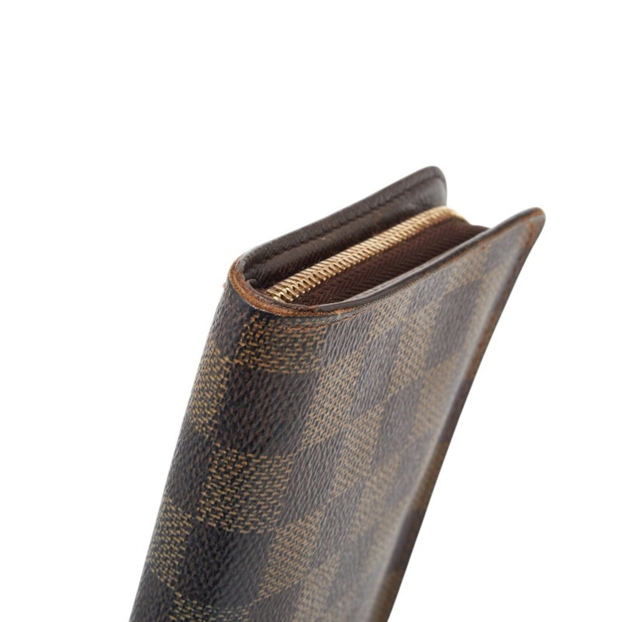 Louis Vuitton Louis Vuitton Damier Porte Monnaie Zip-Around Long Wallet N61728 Brown Leather Women's LOUIS VUITTON Size ONE SIZE - 4 Thumbnail