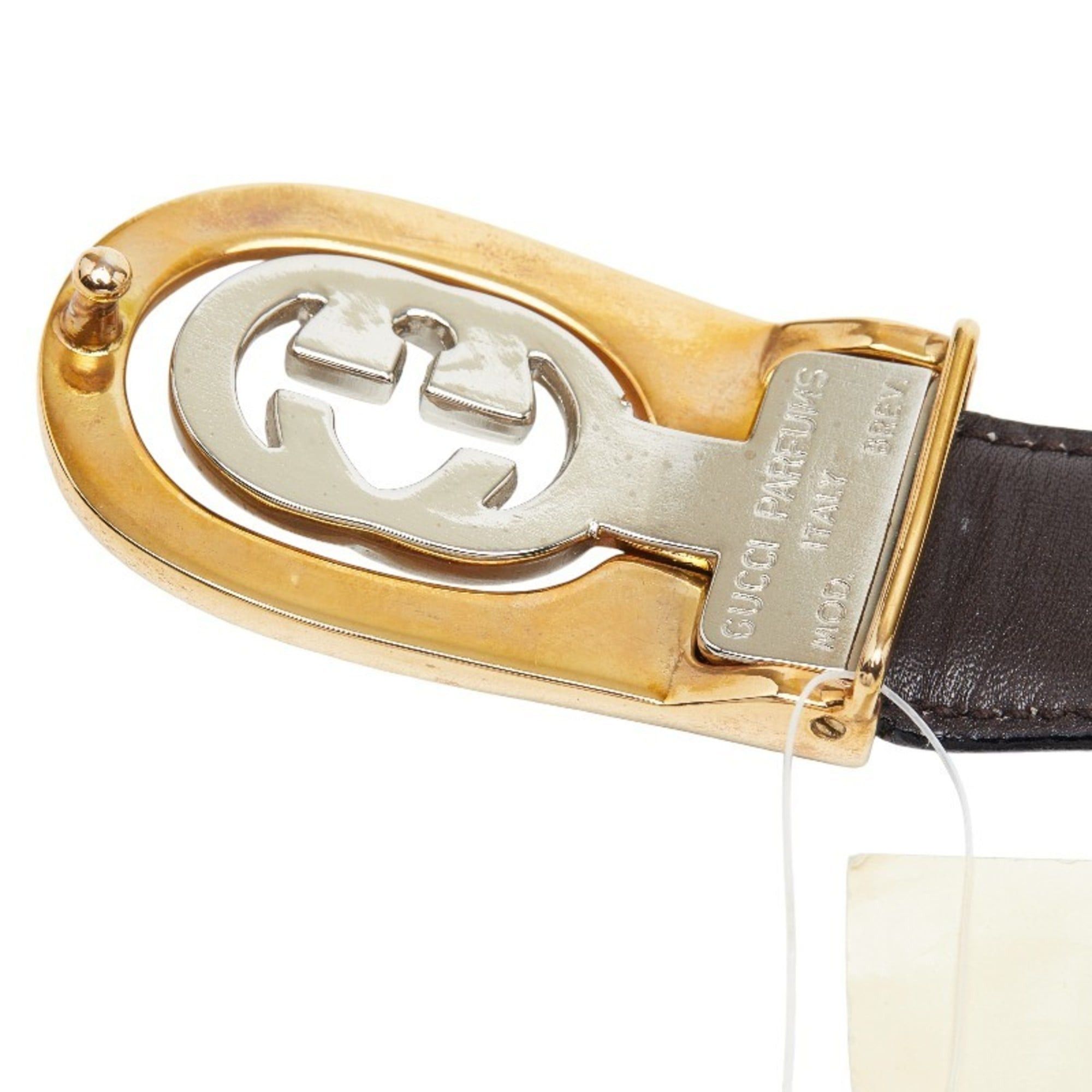 Vintage Made in Italy Reversible Leather Belt - Sz 36 - Mod Brev Buckle Reversible Leather Belt Patent Leather Bordo 32 Mm 1.25  main image 2