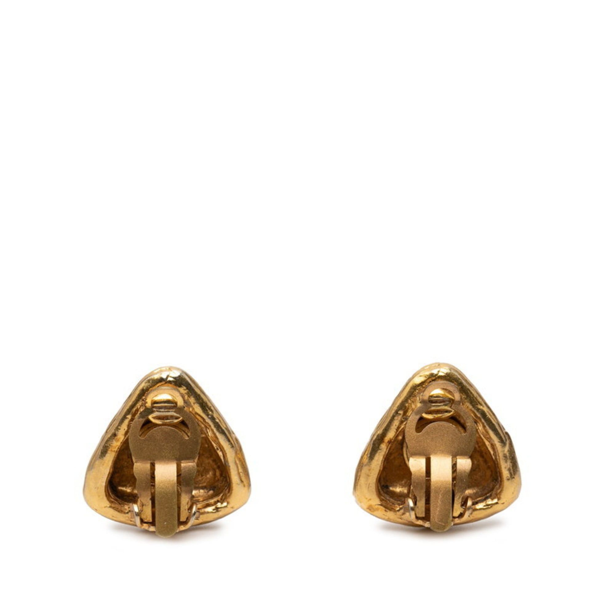 Chanel CHANEL Coco Mark Triangle Earrings, Gold Plated, Women's Size ONE SIZE - 2 Thumbnail