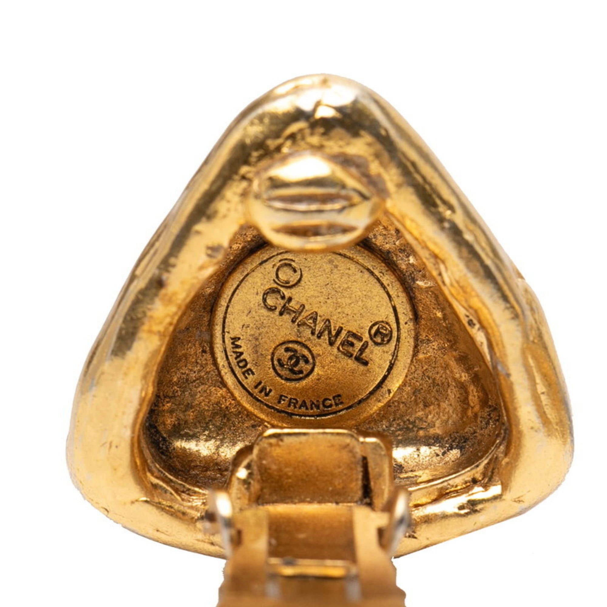 Chanel CHANEL Coco Mark Triangle Earrings, Gold Plated, Women's Size ONE SIZE - 3 Thumbnail