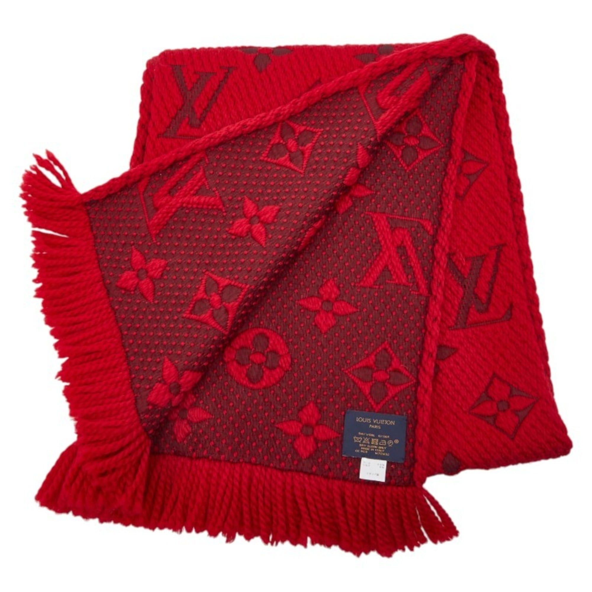 Louis Vuitton Louis Vuitton Monogram Echarpe Logomania Scarf M72432 Red Wool and Silk Women's LOUIS VUITTON Size ONE SIZE - 2 Thumbnail