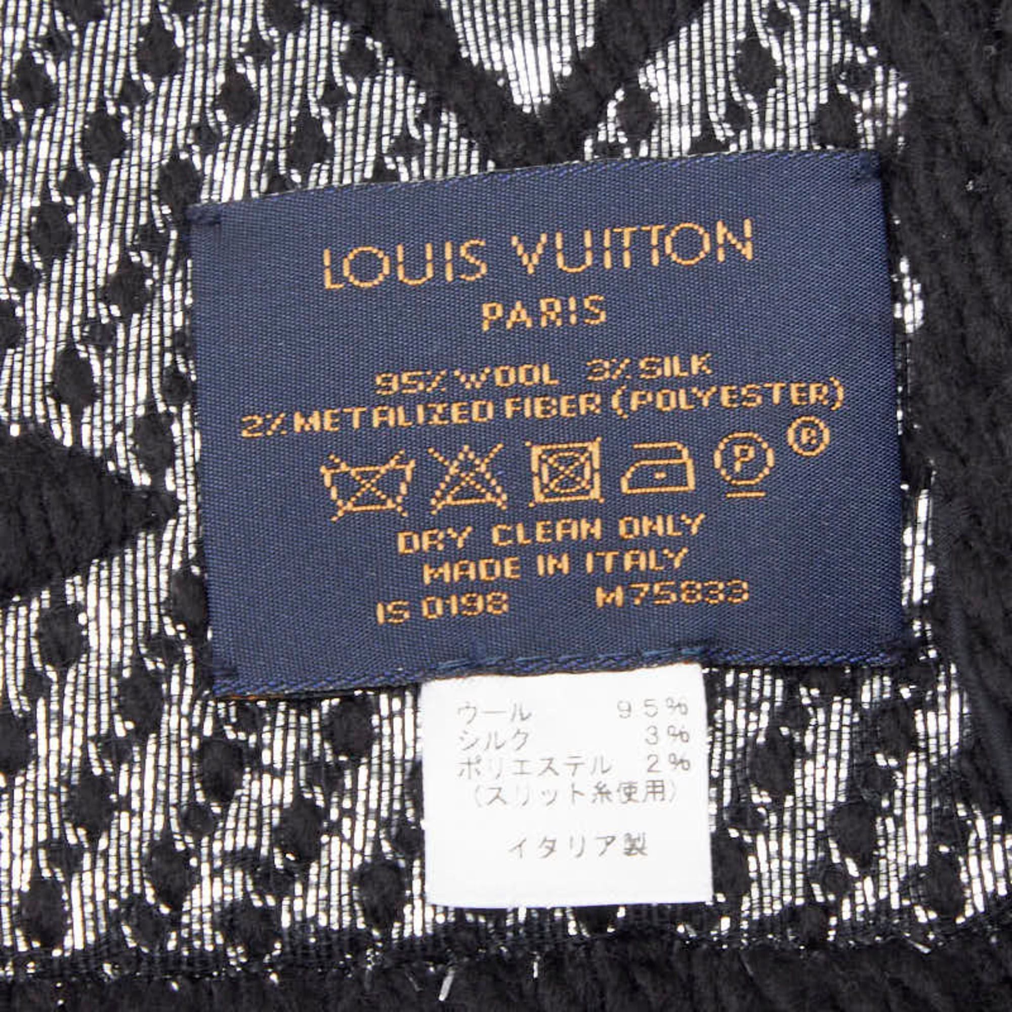 Louis Vuitton Louis Vuitton Echarpe Logomania Shine Scarf M75833 Noir Black Wool and Silk Women's LOUIS VUITTON Size ONE SIZE - 3 Thumbnail