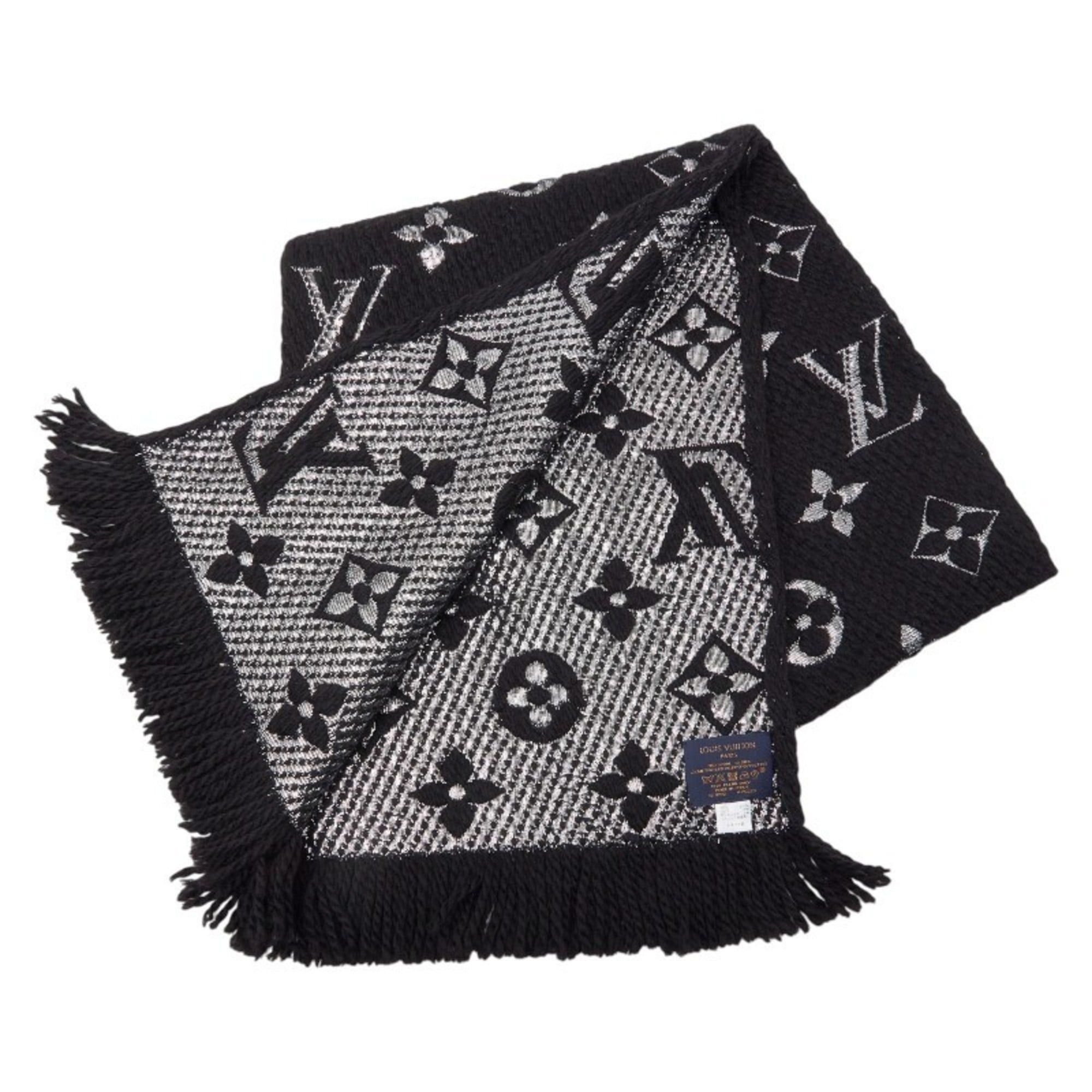 Louis Vuitton Louis Vuitton Echarpe Logomania Shine Scarf M75833 Noir Black Wool and Silk Women's LOUIS VUITTON Size ONE SIZE - 2 Thumbnail