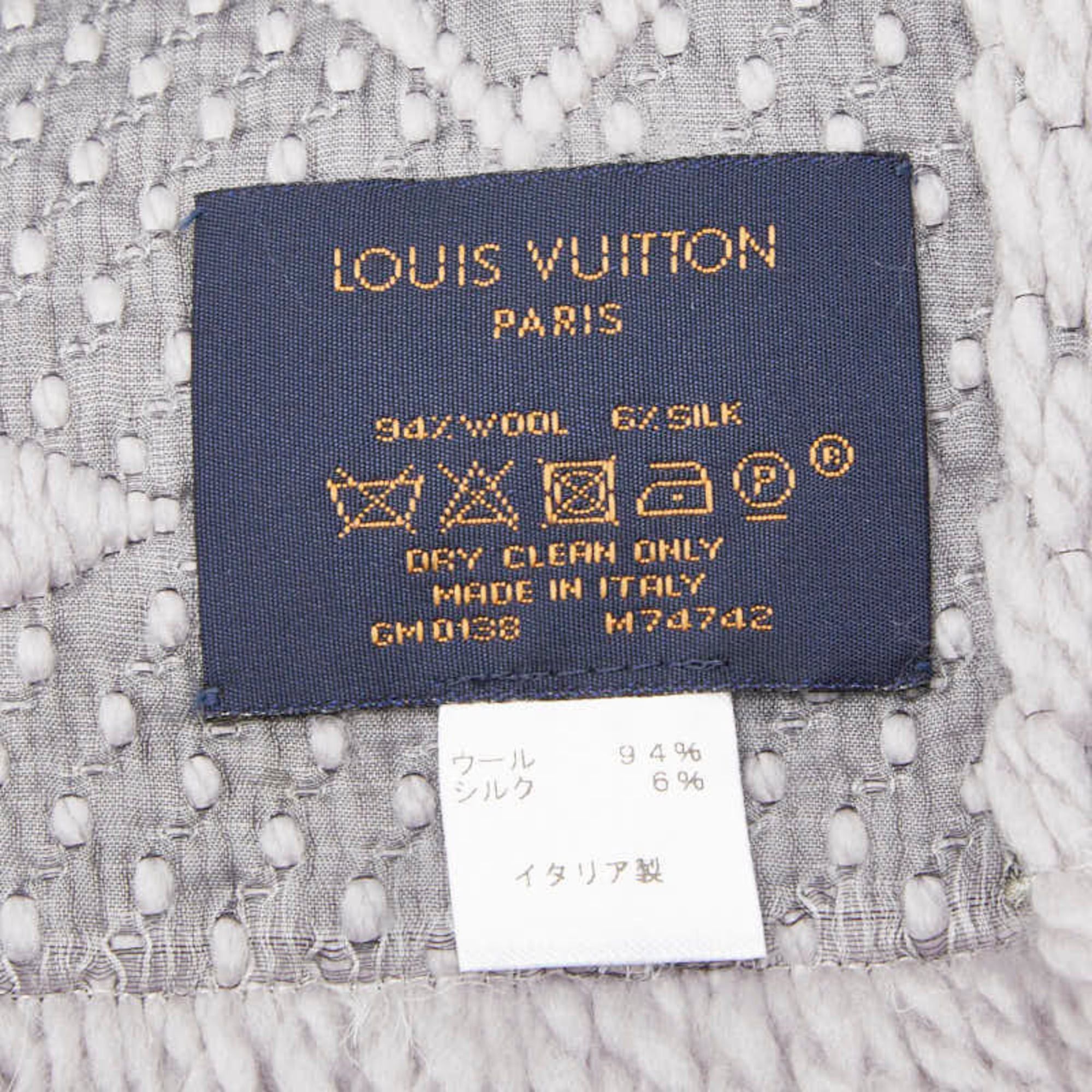 Louis Vuitton Louis Vuitton Echarpe Logomania Scarf M74742 Gray Griperle Wool and Silk Women's LOUIS VUITTON Size ONE SIZE - 3 Thumbnail