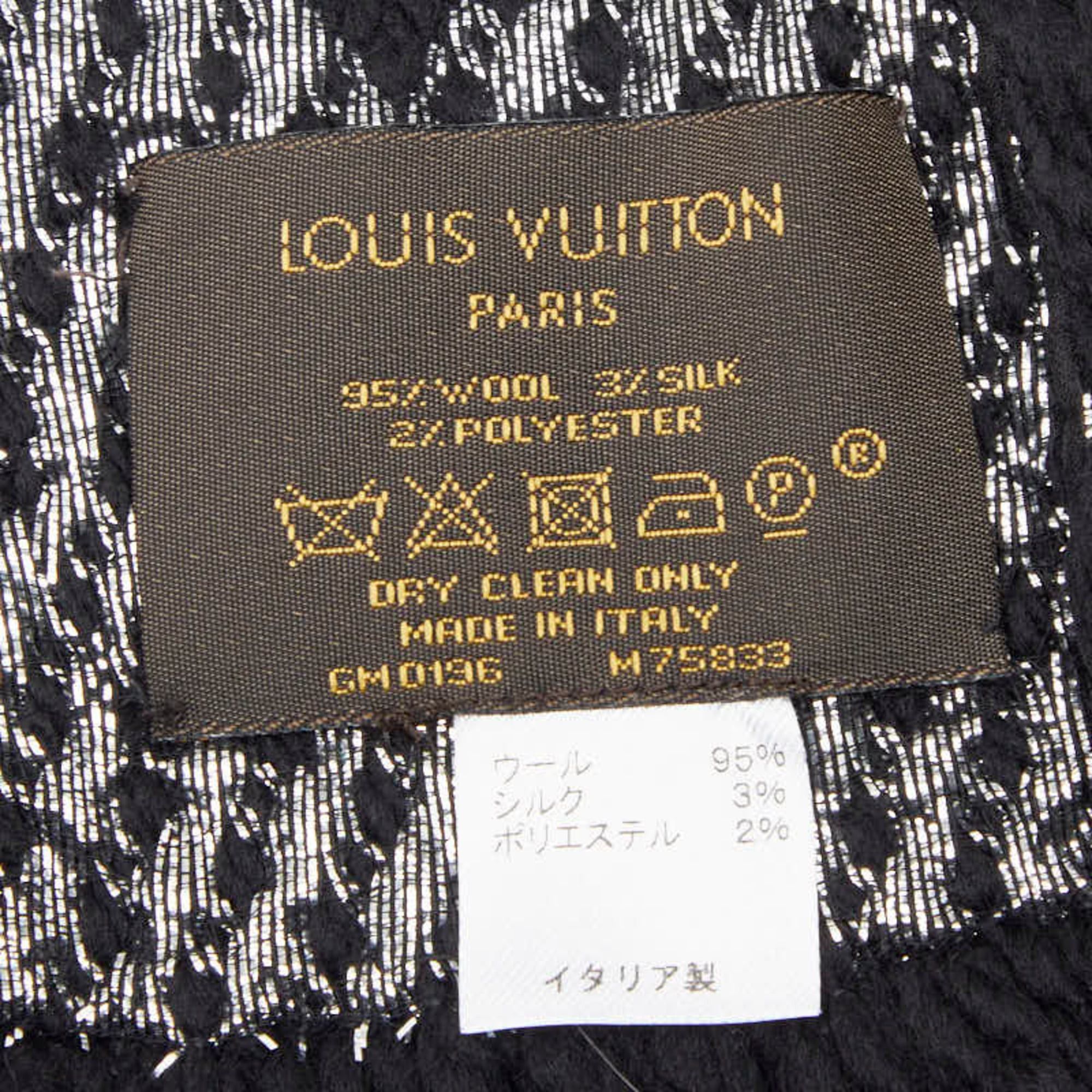 Louis Vuitton Louis Vuitton Echarpe Logomania Shine Scarf M75833 Noir Black Wool and Silk Women's LOUIS VUITTON Size ONE SIZE - 3 Thumbnail