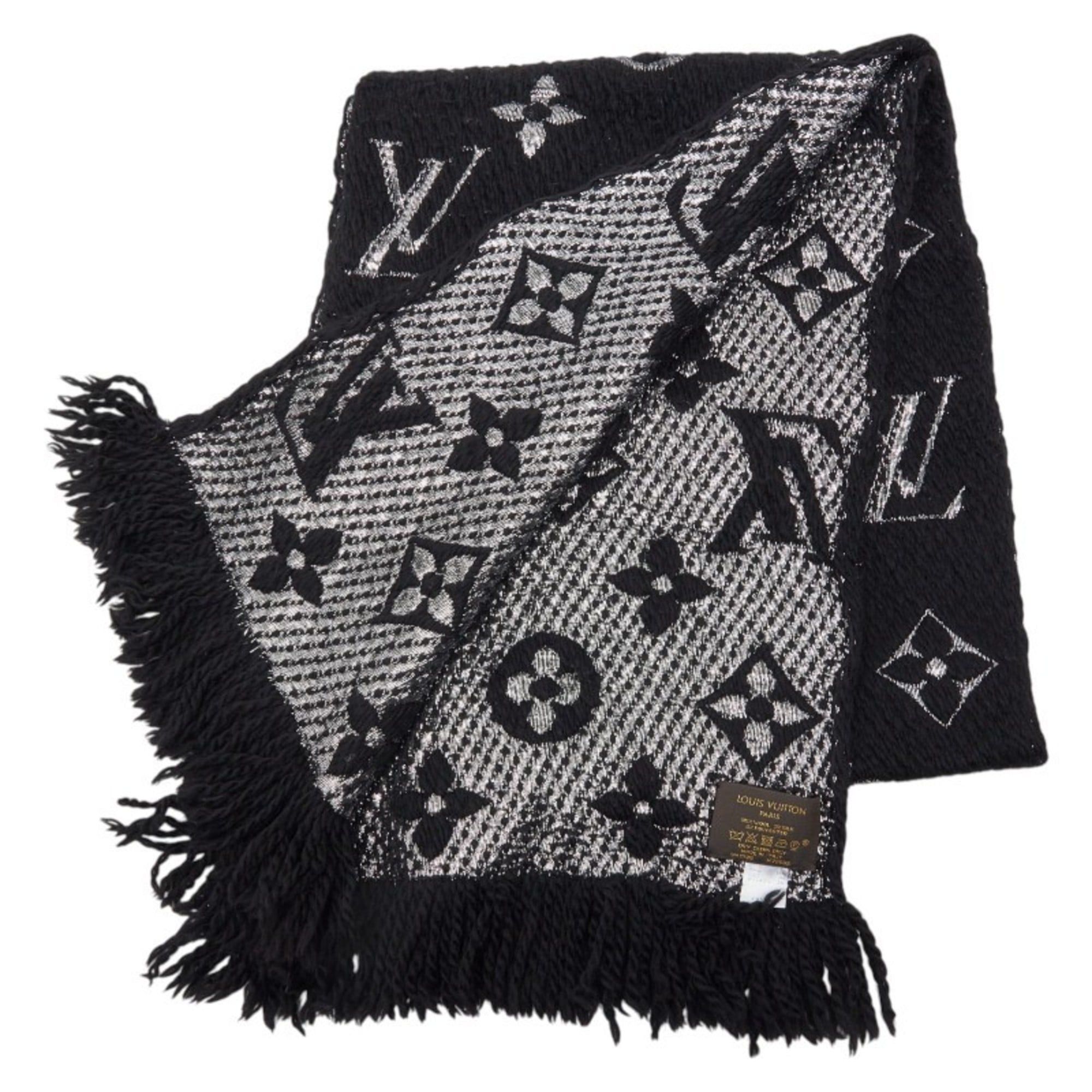 Louis Vuitton Louis Vuitton Echarpe Logomania Shine Scarf M75833 Noir Black Wool and Silk Women's LOUIS VUITTON Size ONE SIZE - 2 Thumbnail