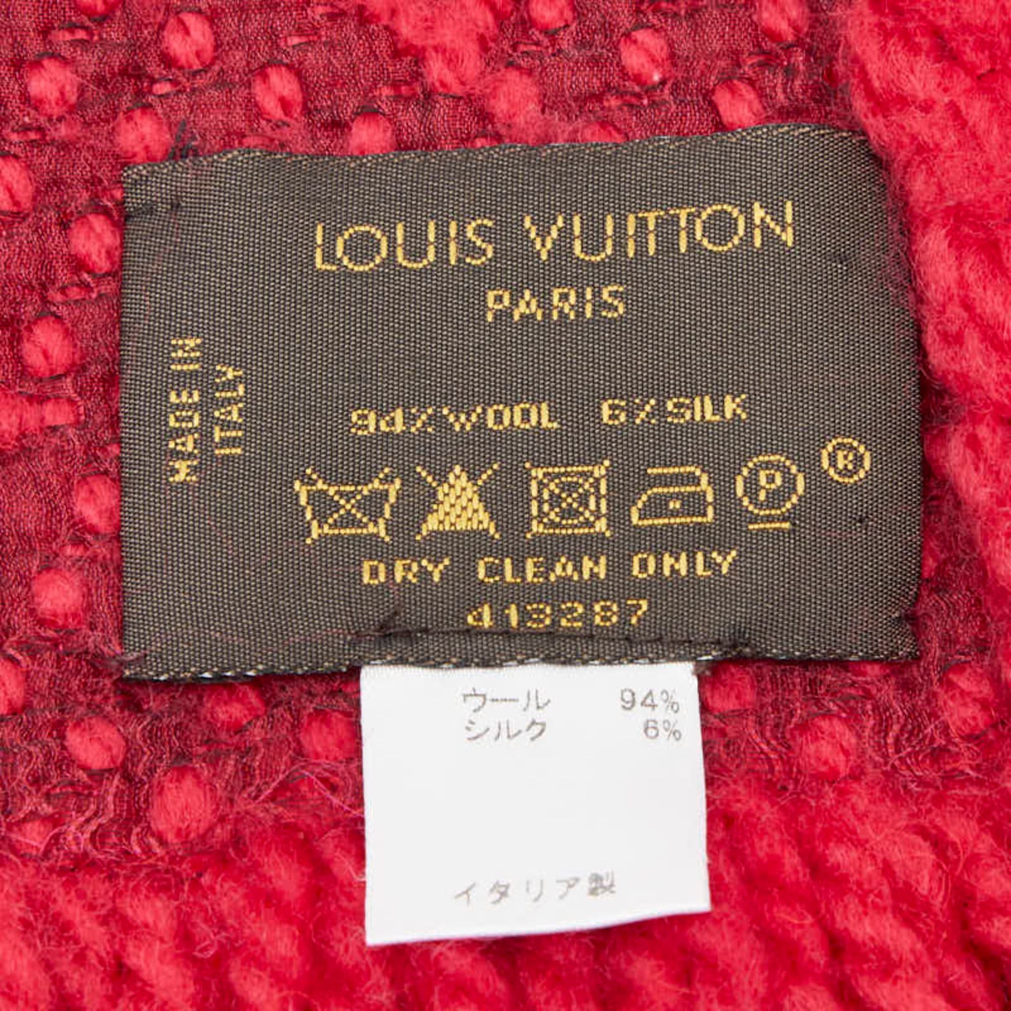Louis Vuitton Louis Vuitton Monogram Echarpe Logomania Scarf 413287 Pink and Red Wool Silk Women's LOUIS VUITTON Size ONE SIZE - 4 Thumbnail