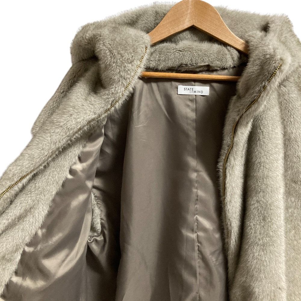 Other Other STATE OF MIND Eco Fur Hoodie Blouson Fur Outerwear 9254040399LGY DUTY FREE for USA Size ONE SIZE - 3 Thumbnail